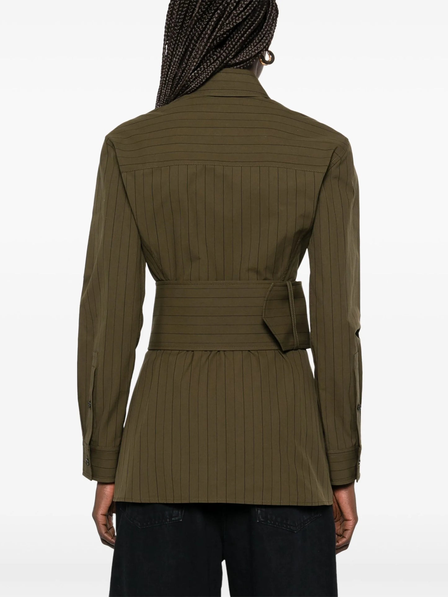 pinstriped shirt