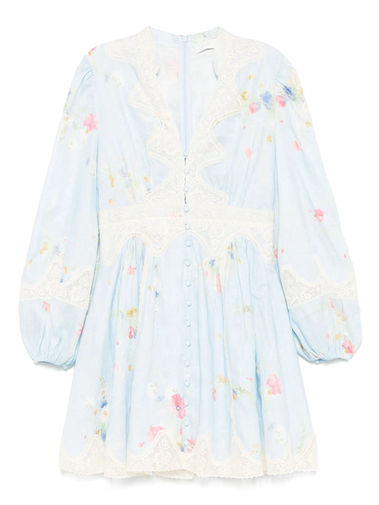 Lucky lace plunge mini dress