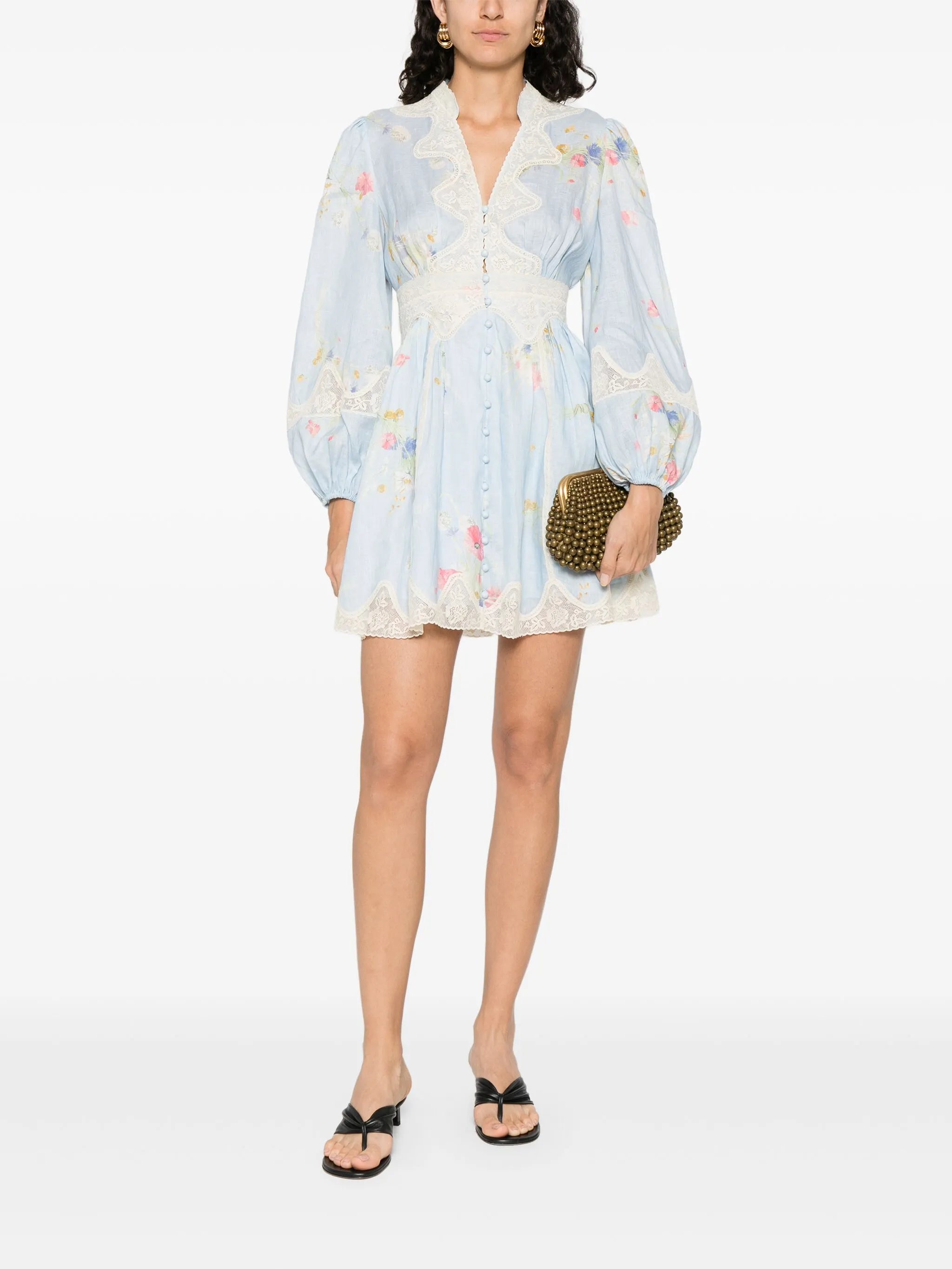 Lucky lace plunge mini dress