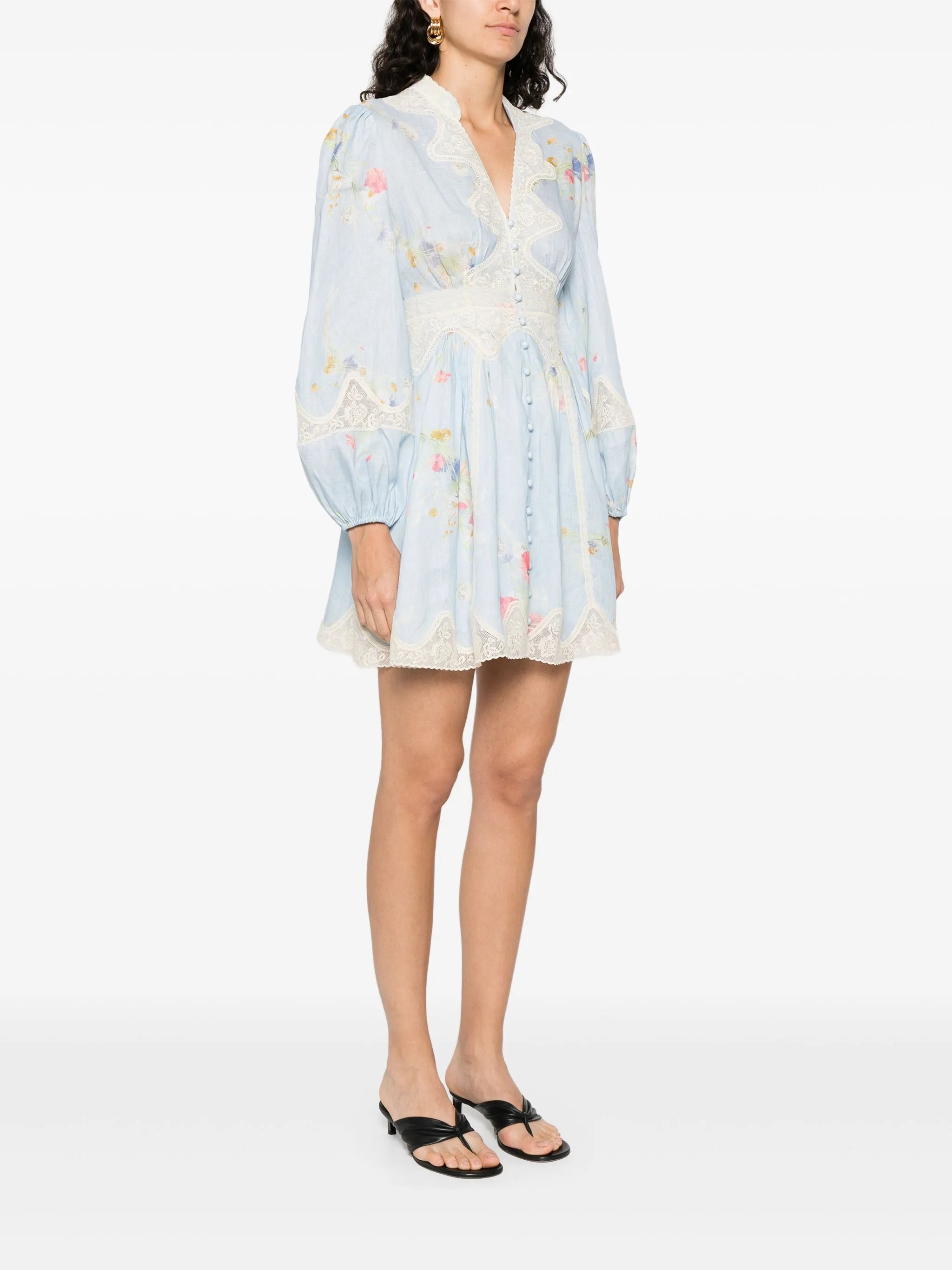 Lucky lace plunge mini dress