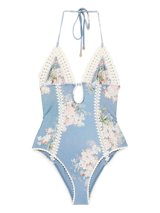 Cascadian crochet-detail swimsuit