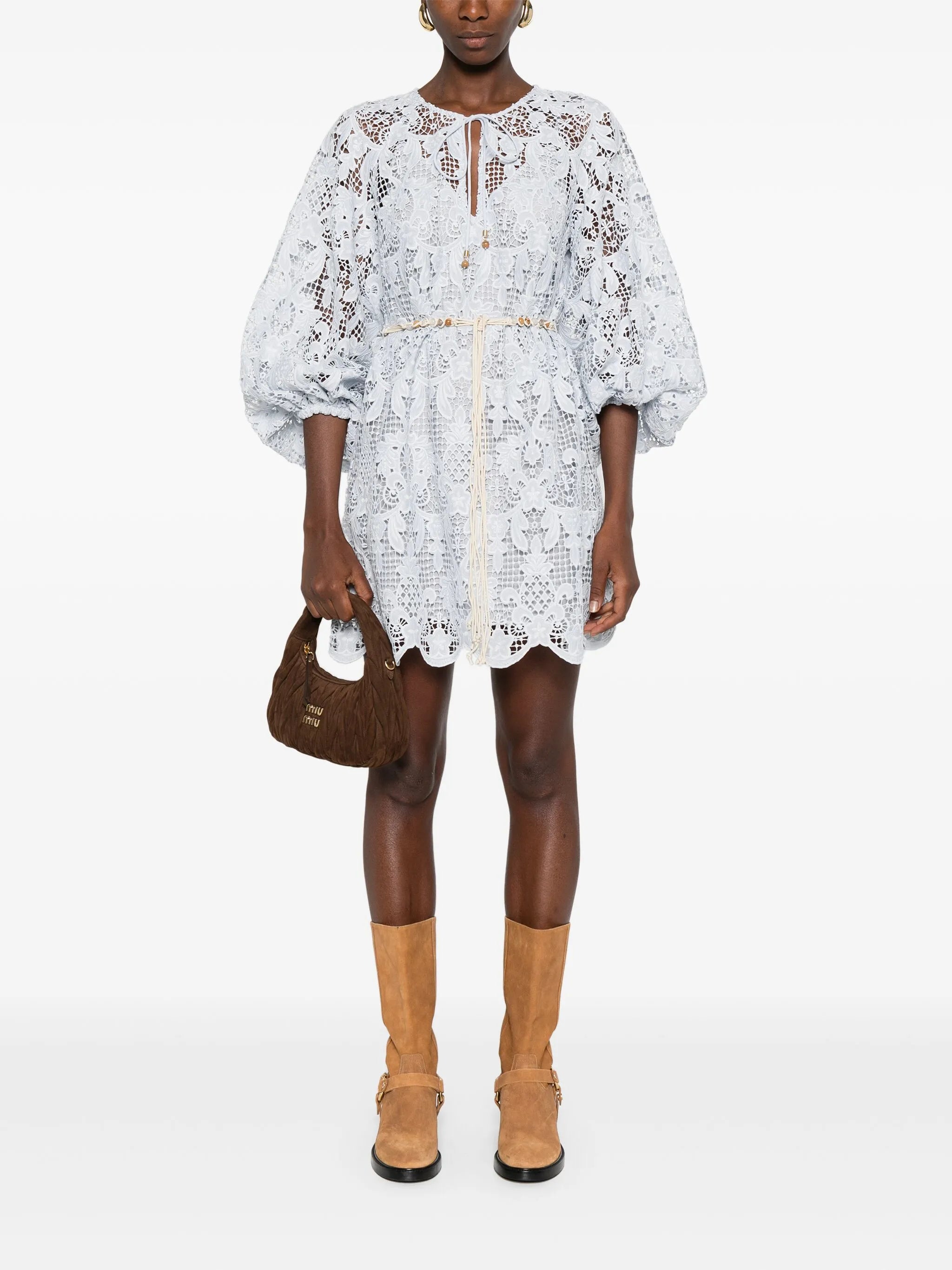 lace-detailing mini dress