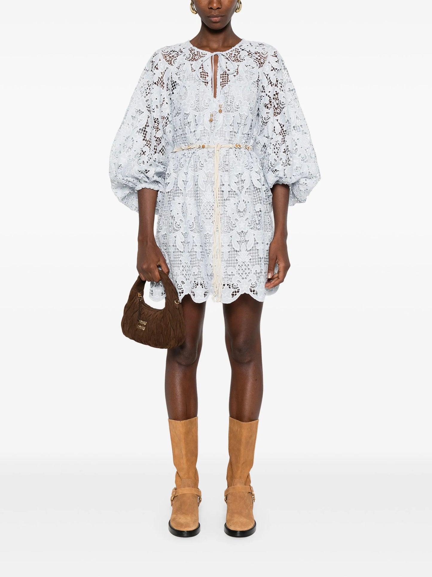 lace-detailing mini dress