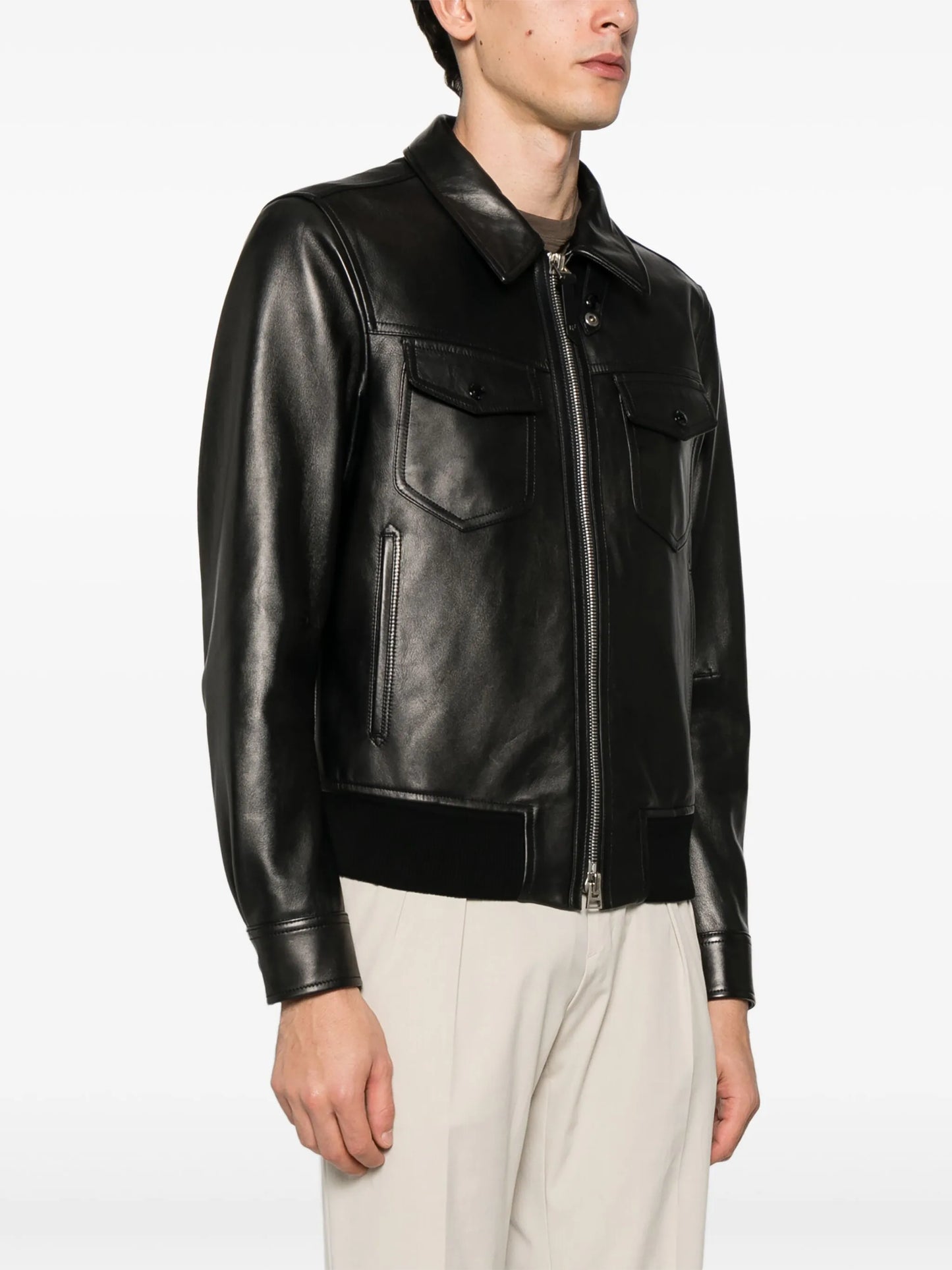 leather contrast jacket