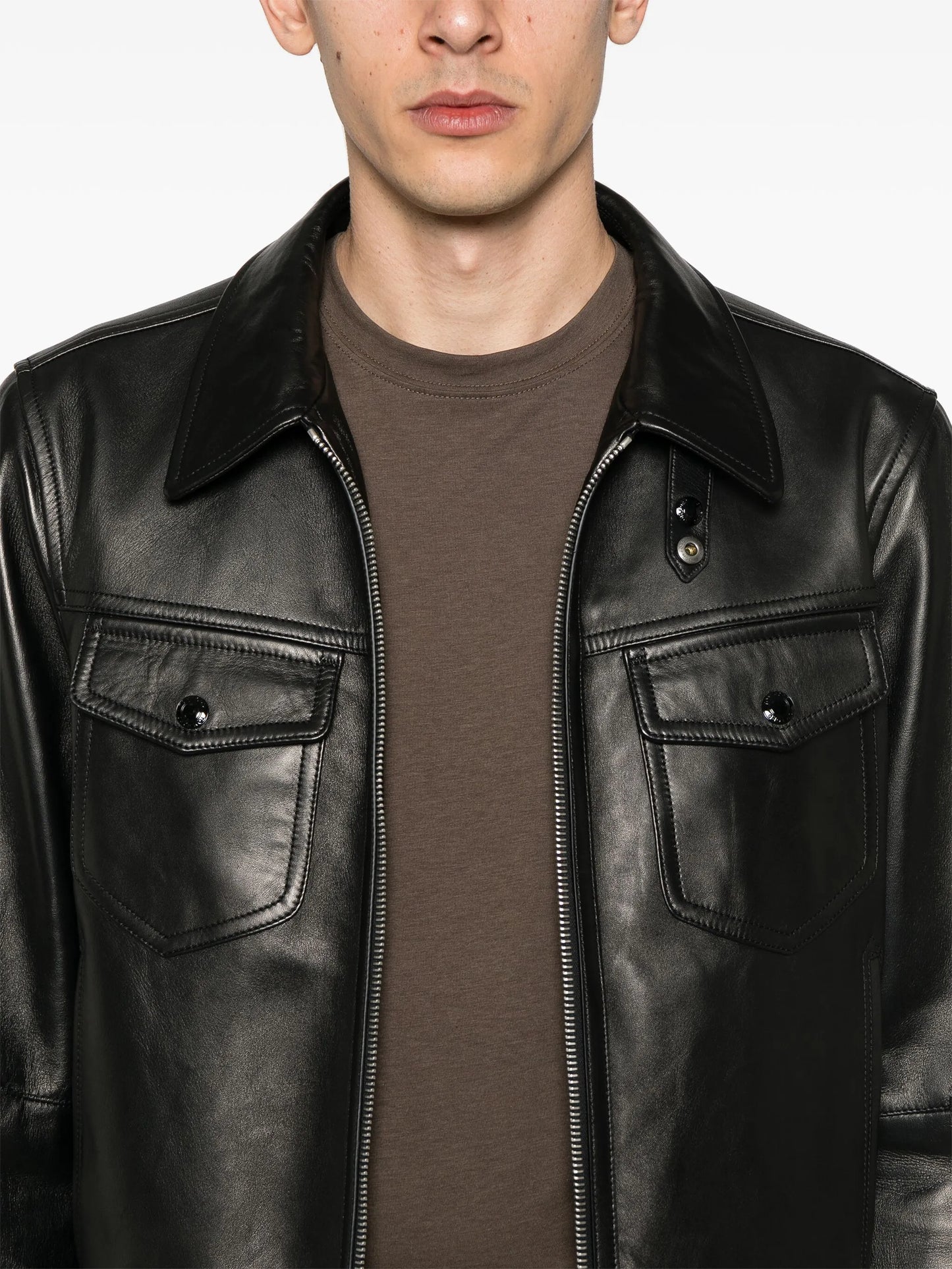 leather contrast jacket