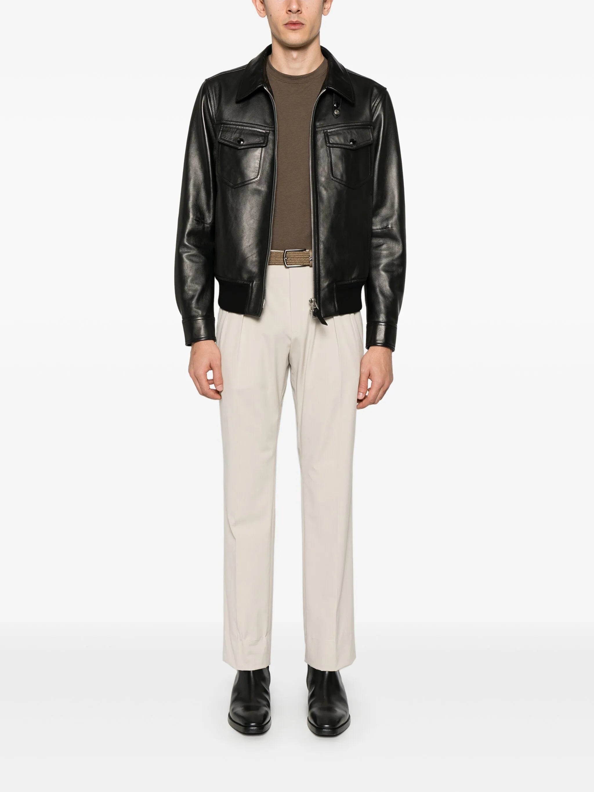 leather contrast jacket