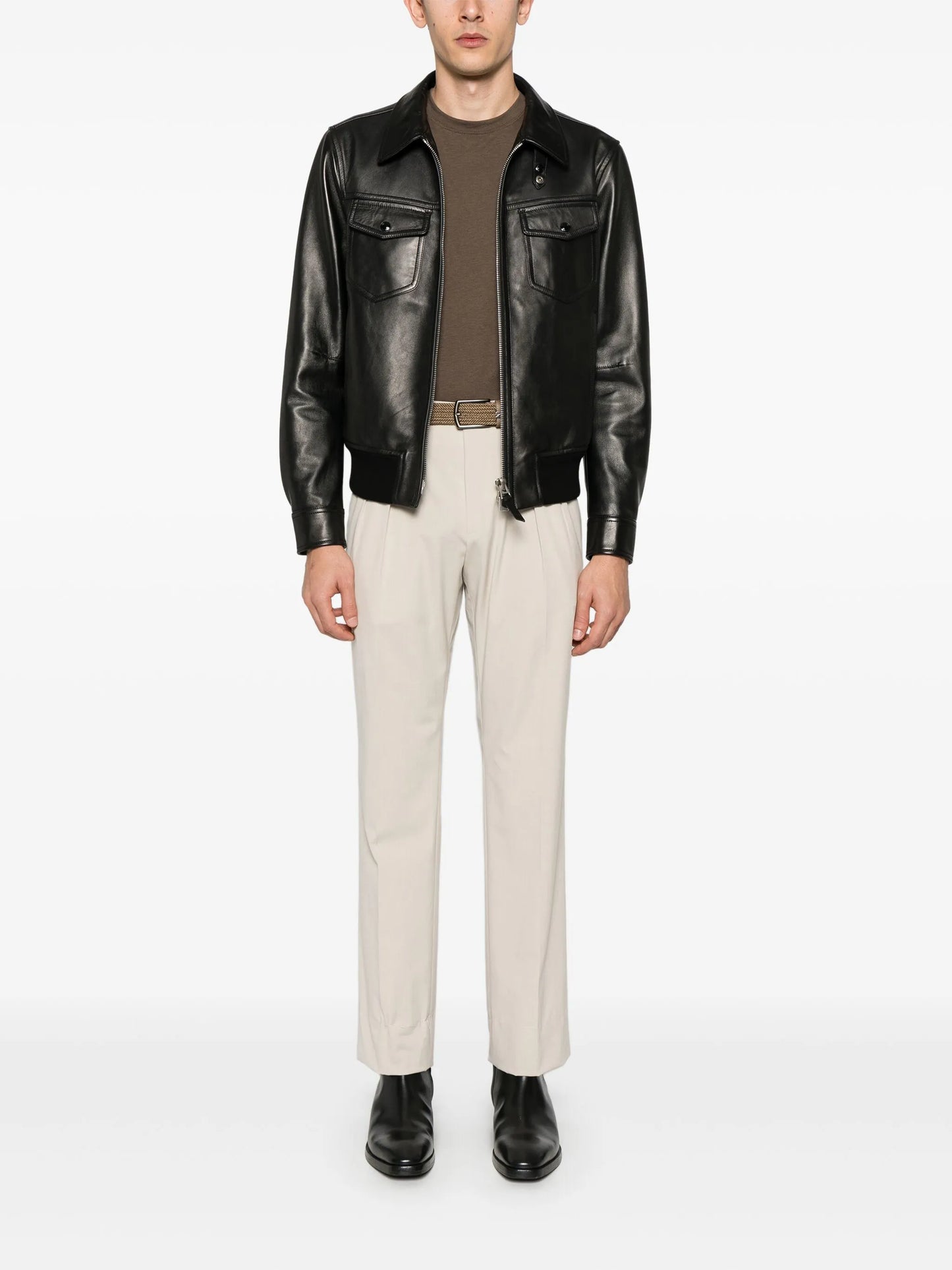 leather contrast jacket