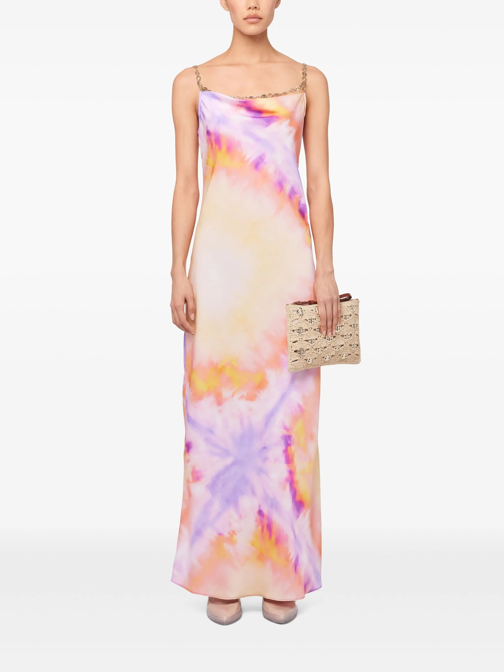 printed satin maxi dress