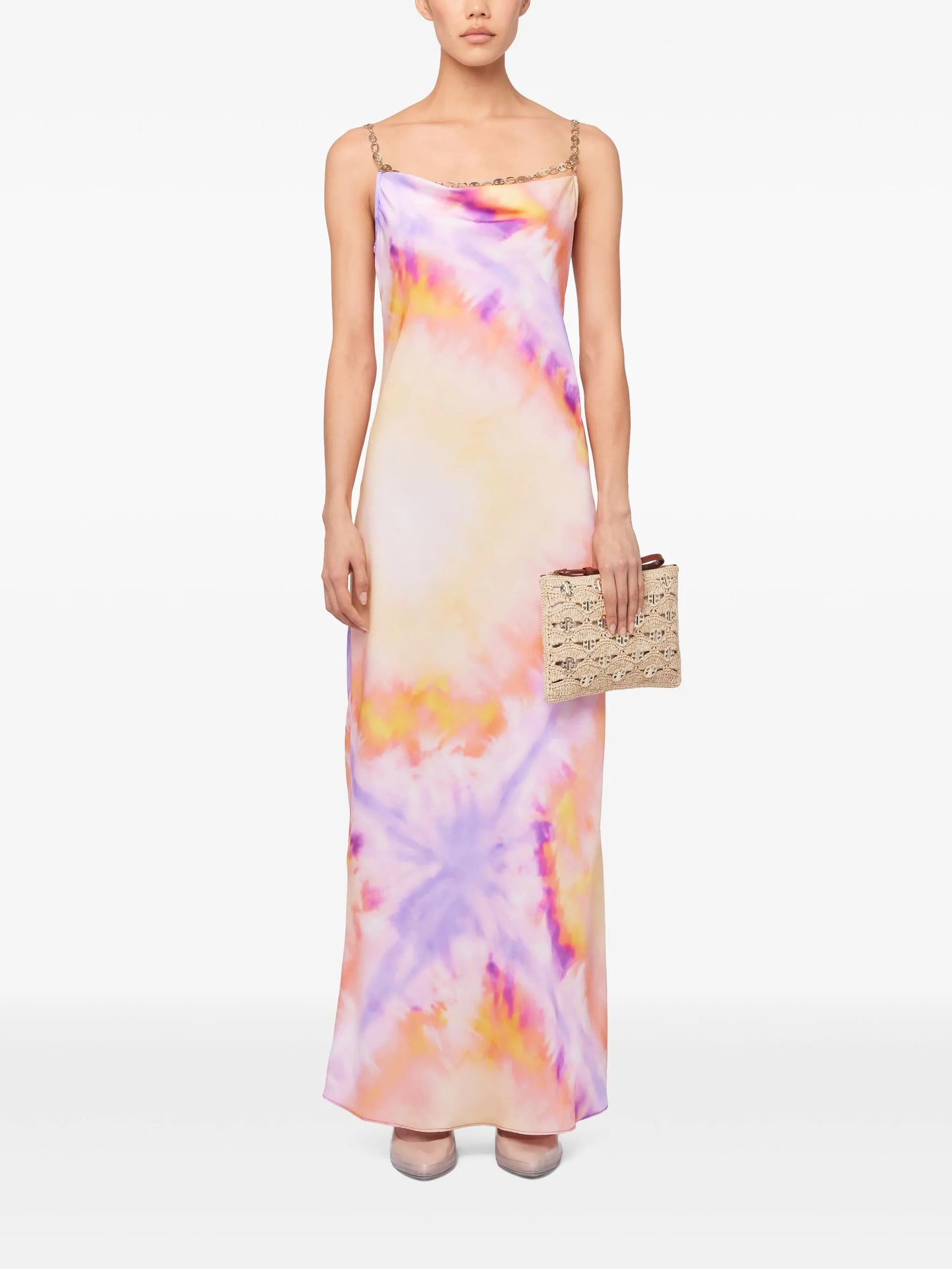 printed satin maxi dress