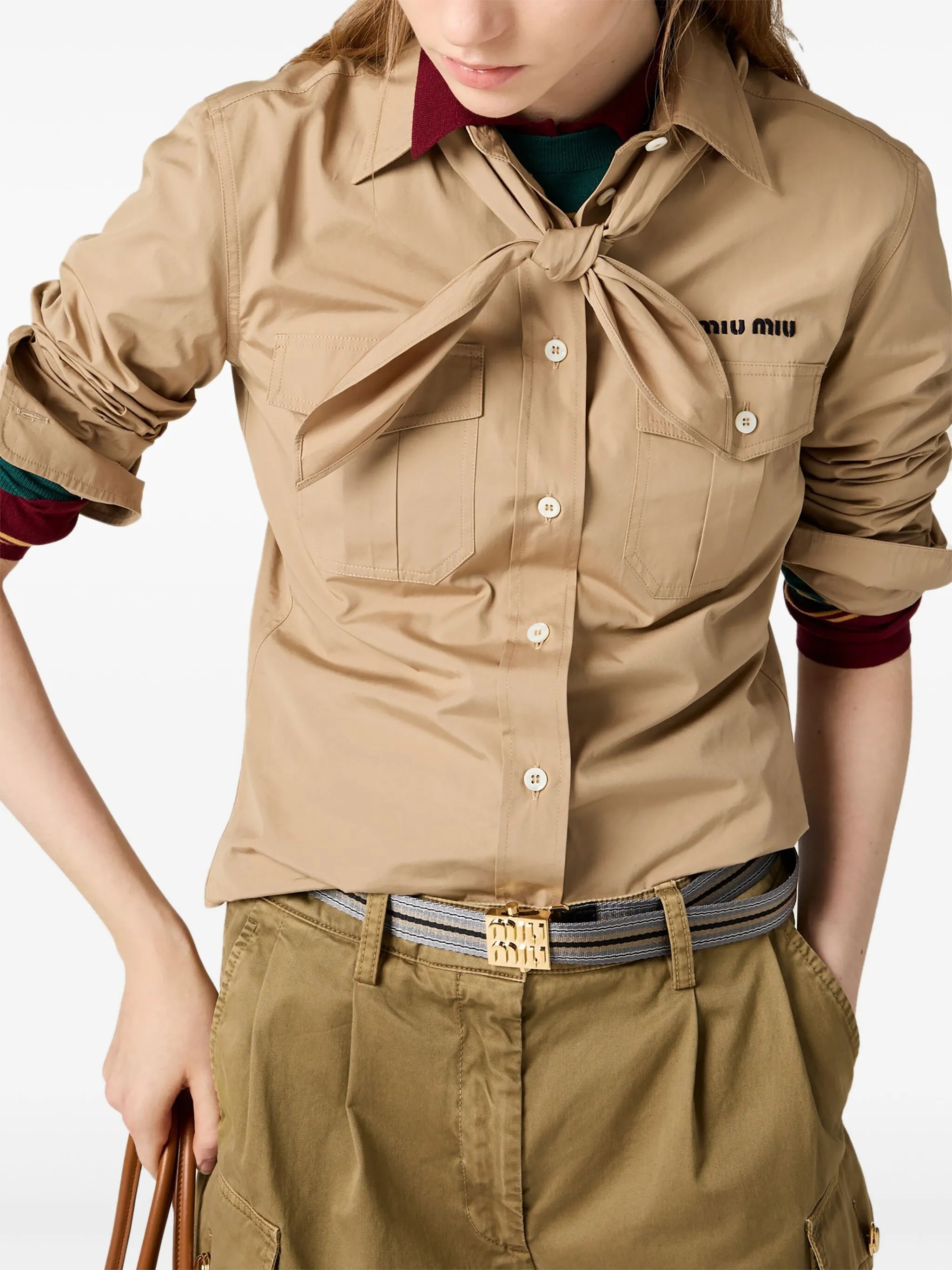 neckerchief poplin shirt