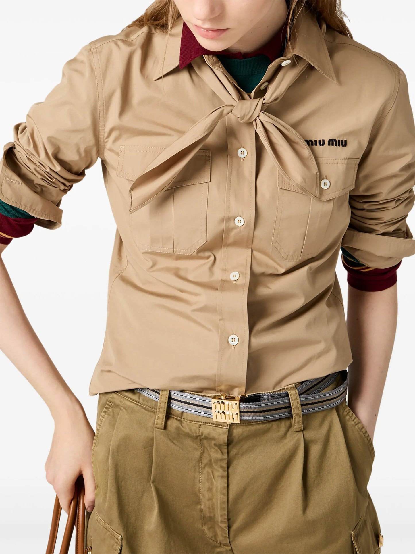 neckerchief poplin shirt