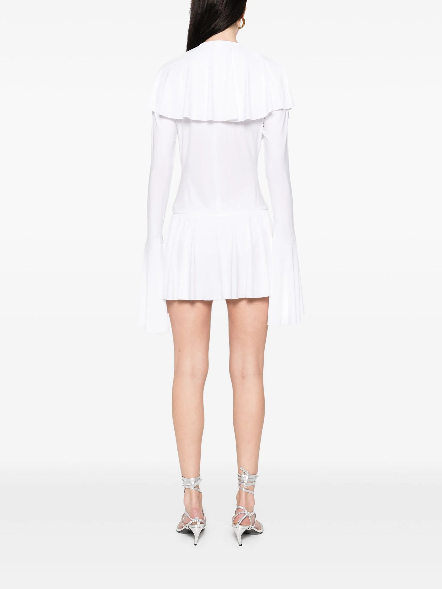 long-sleeve deep V-neck mini dress