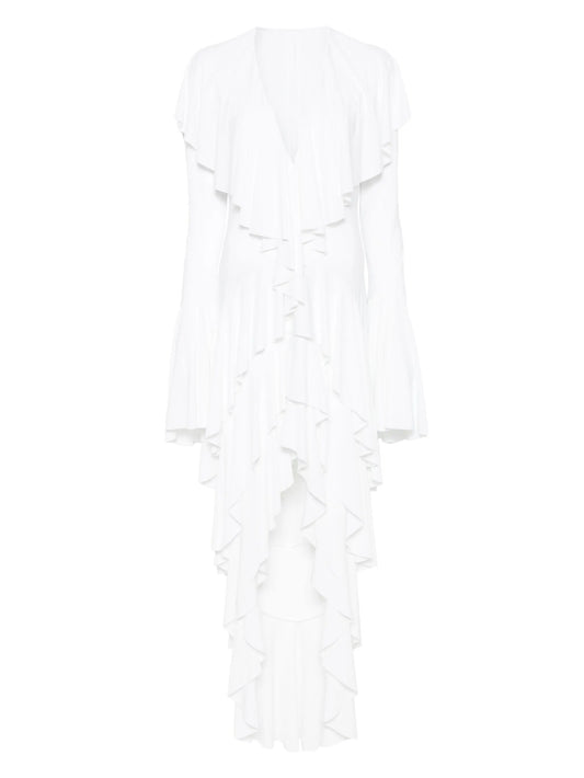 asymmetric long-sleeve dress