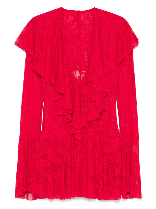 V-neck ruffled mini dress