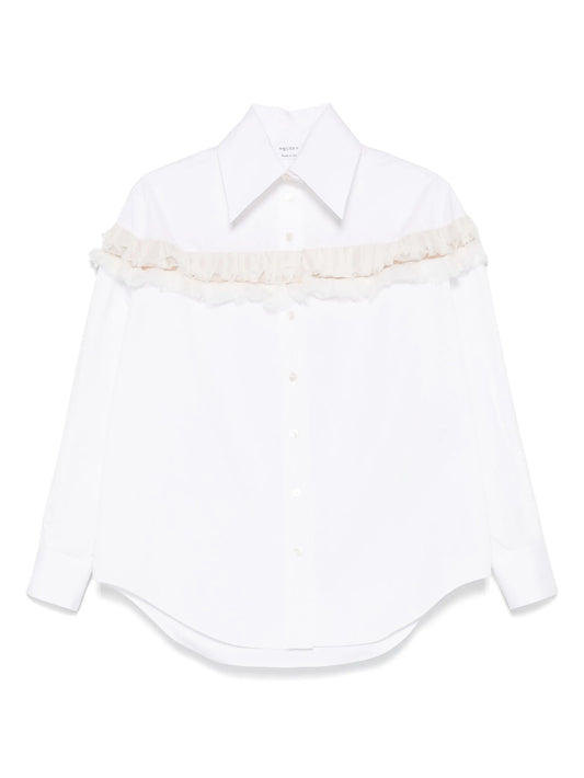 slashed creponne-detail shirt