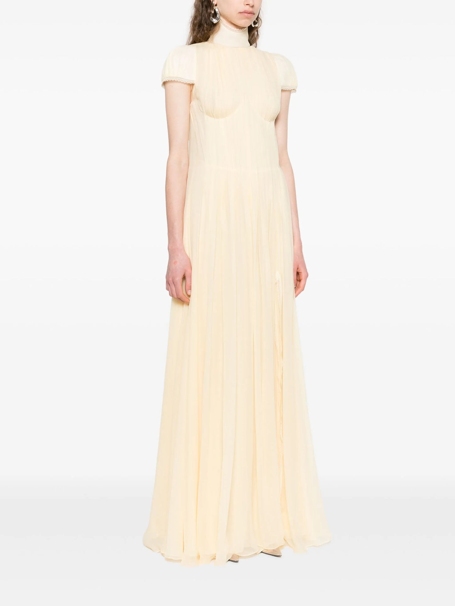 chiffon pleated maxi dress