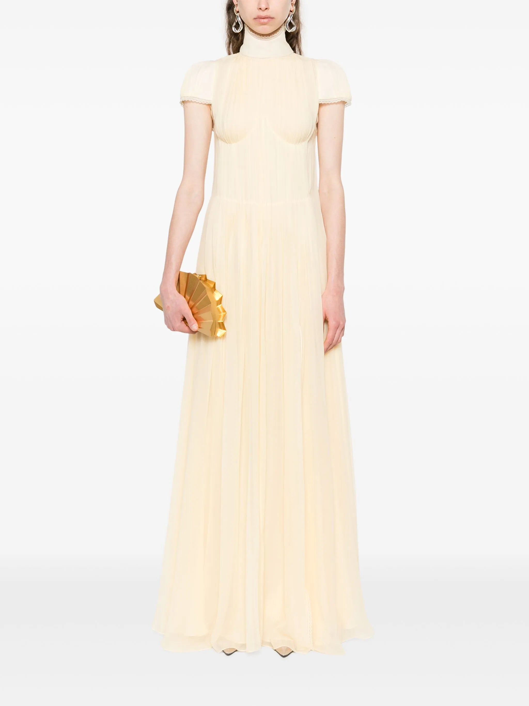 chiffon pleated maxi dress