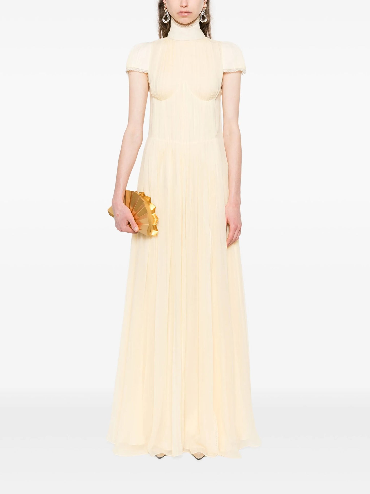 chiffon pleated maxi dress