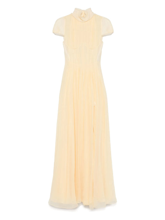 chiffon pleated maxi dress