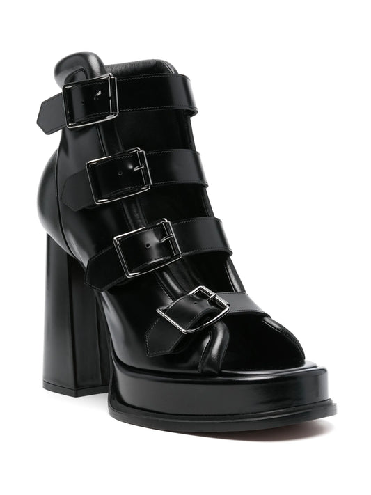 multi-buckle platform pumps