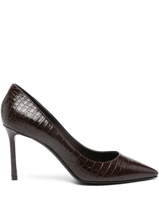 85mm leather heeled pumps