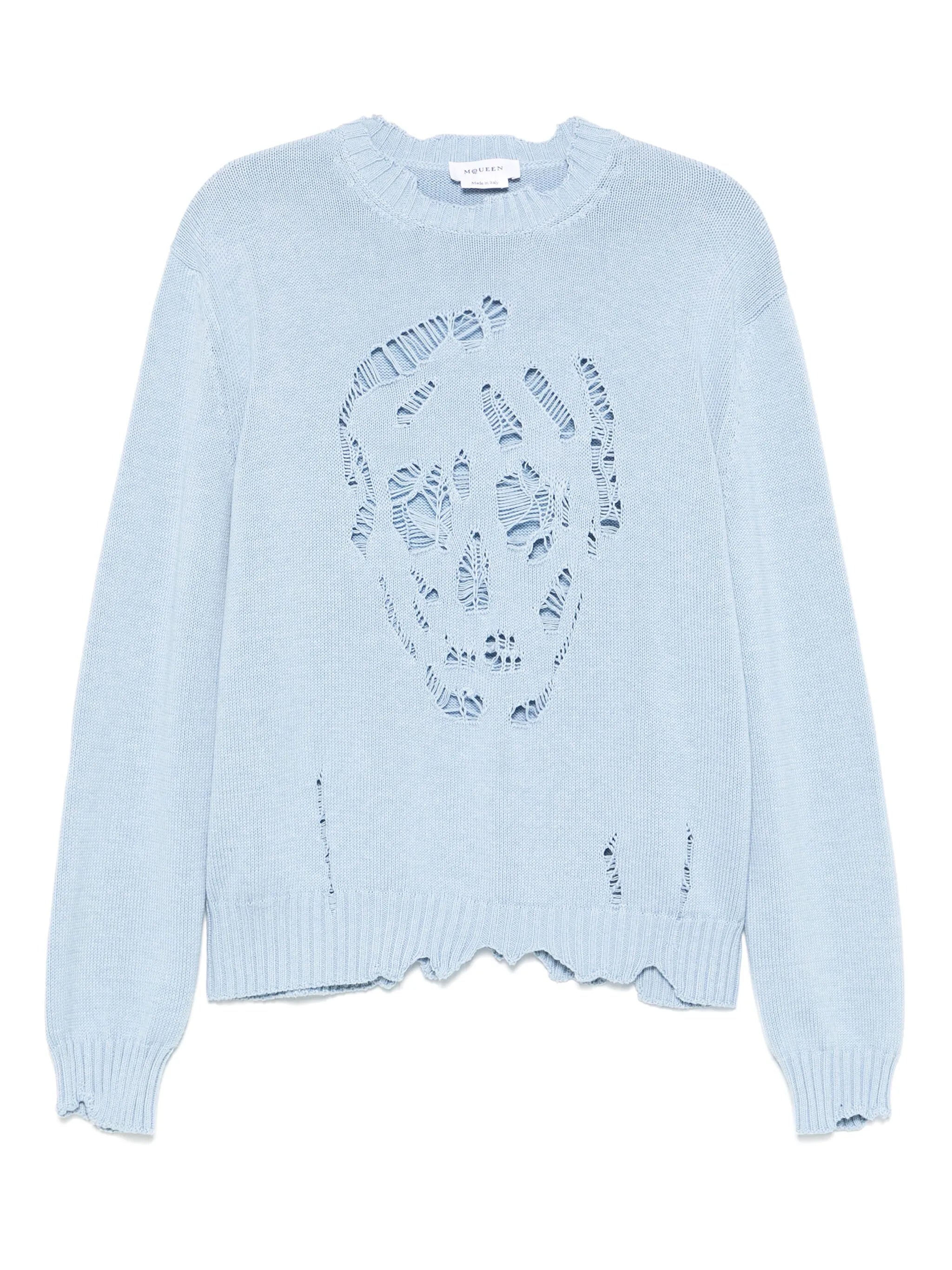 distressed skull sweater