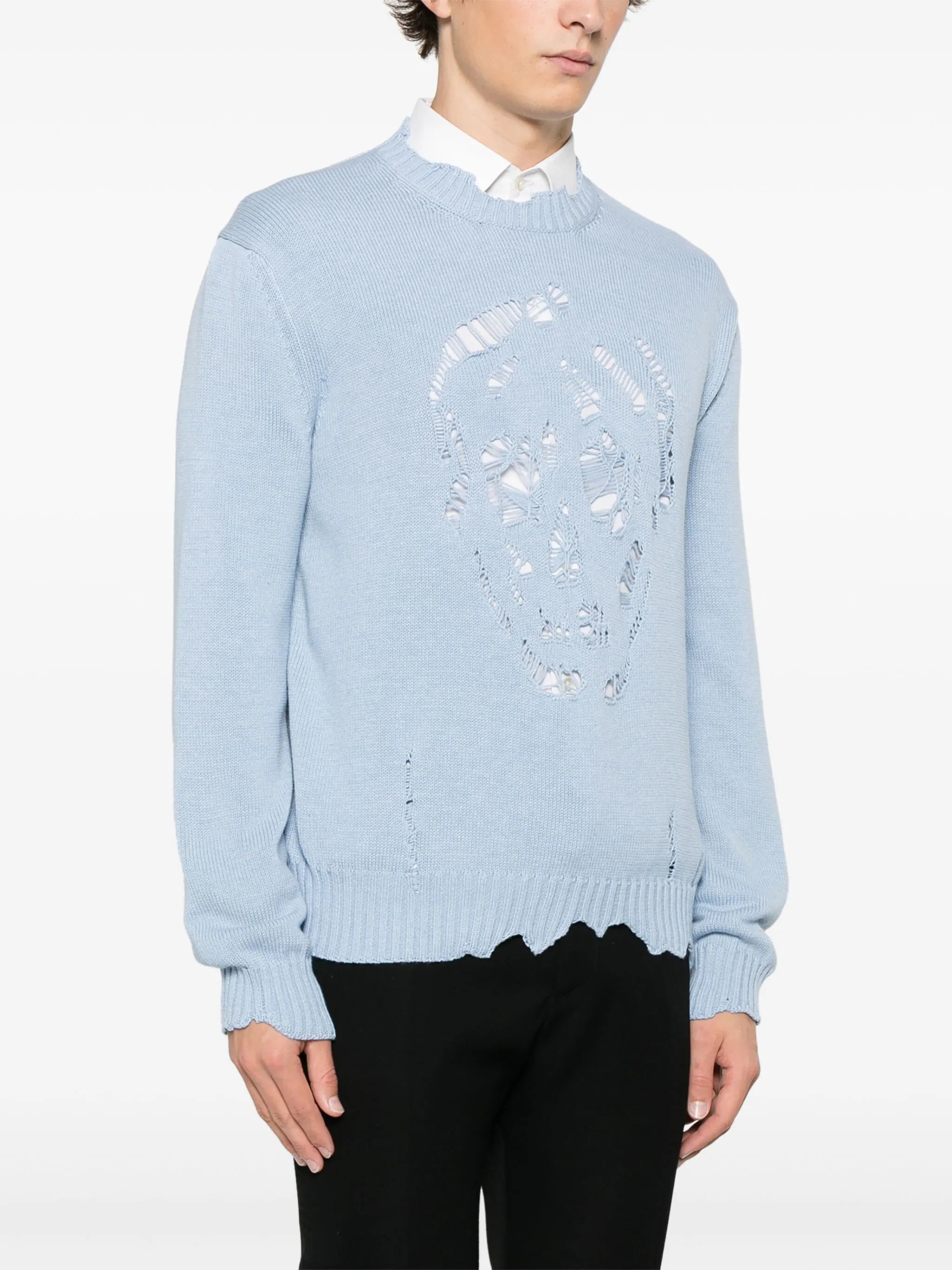 distressed skull sweater