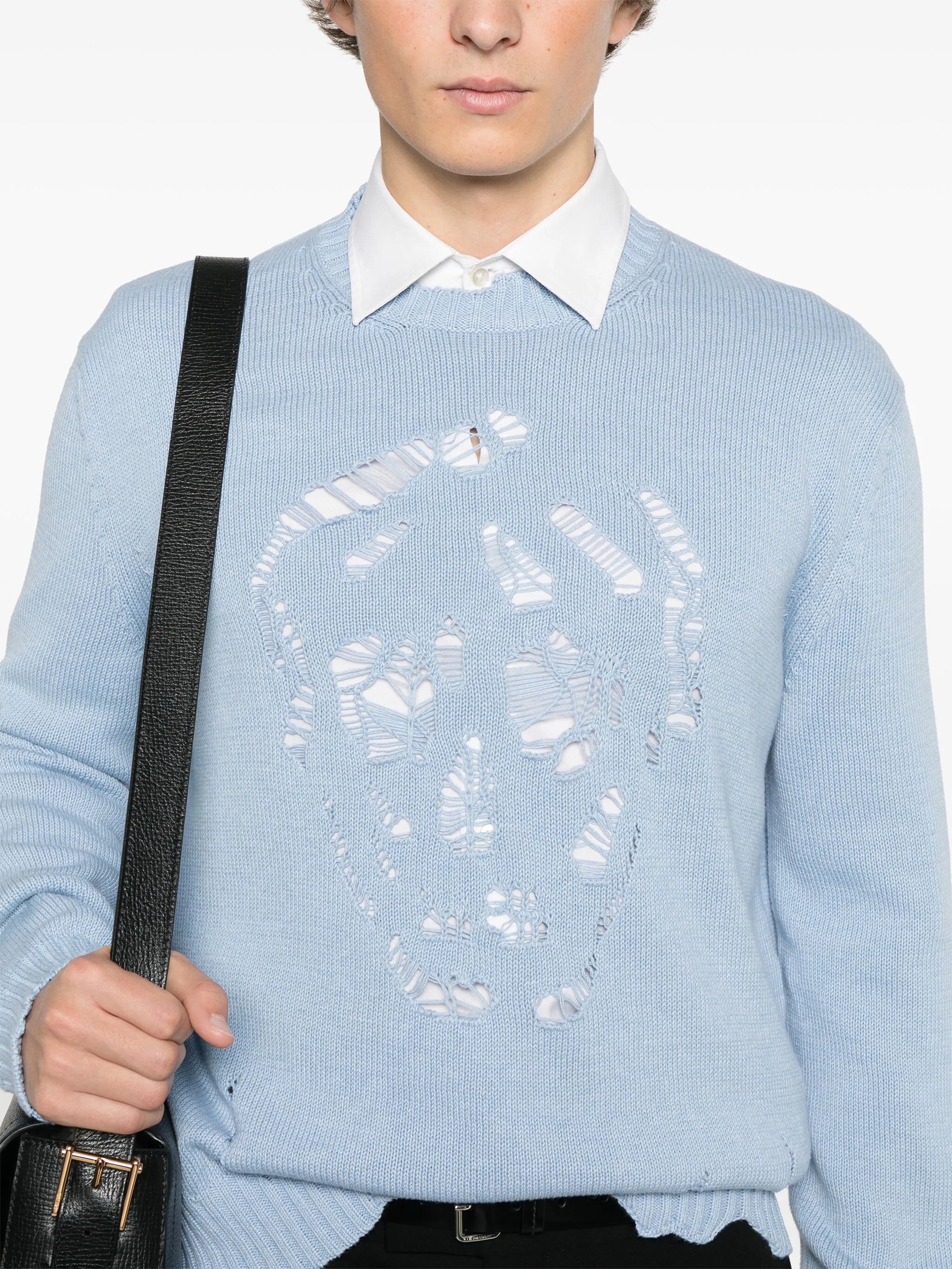 distressed skull sweater