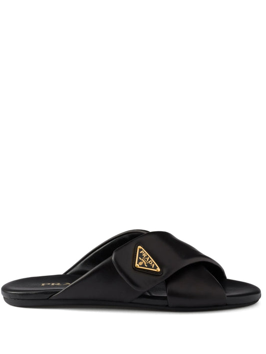 Padded nappa leather slides