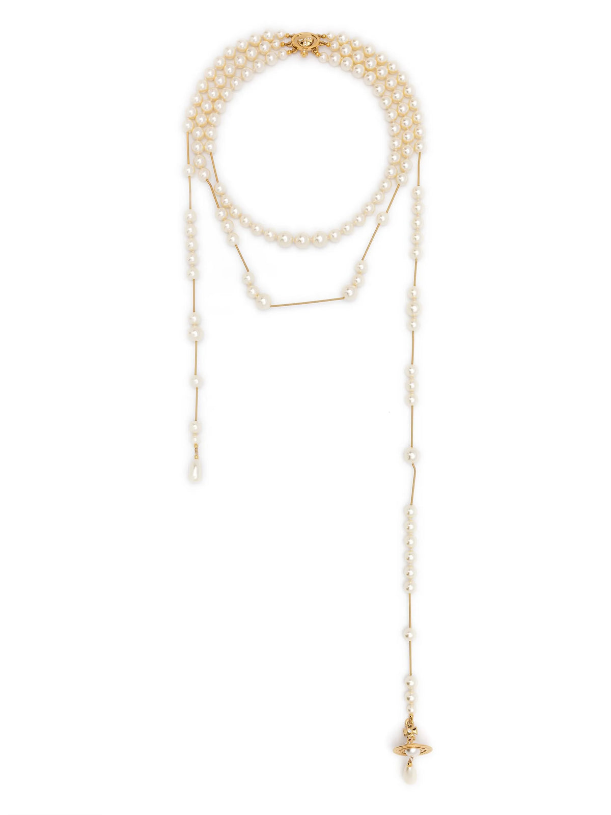 Orb-plaque pearl-embellished necklace