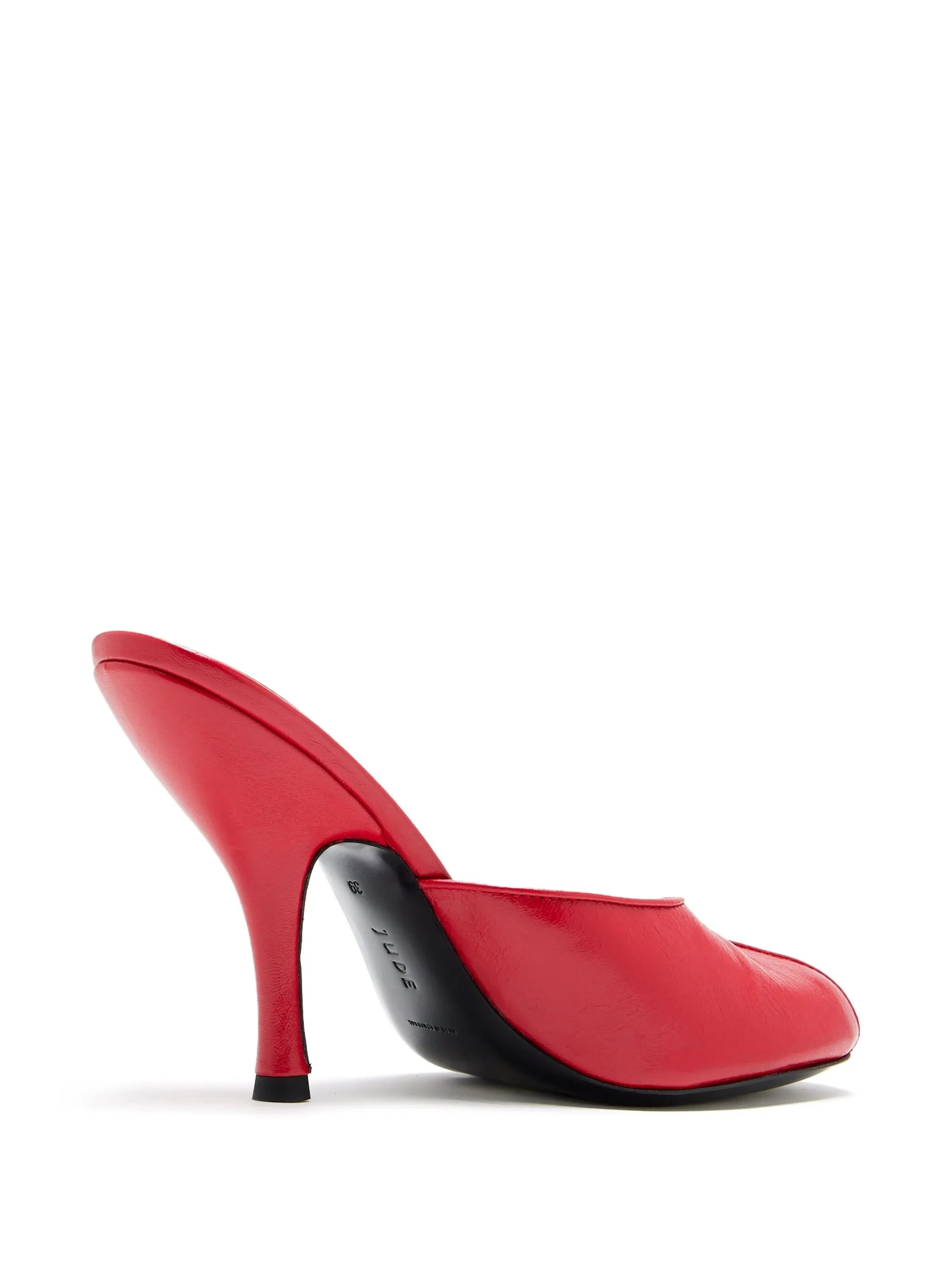Date mules in red python leather