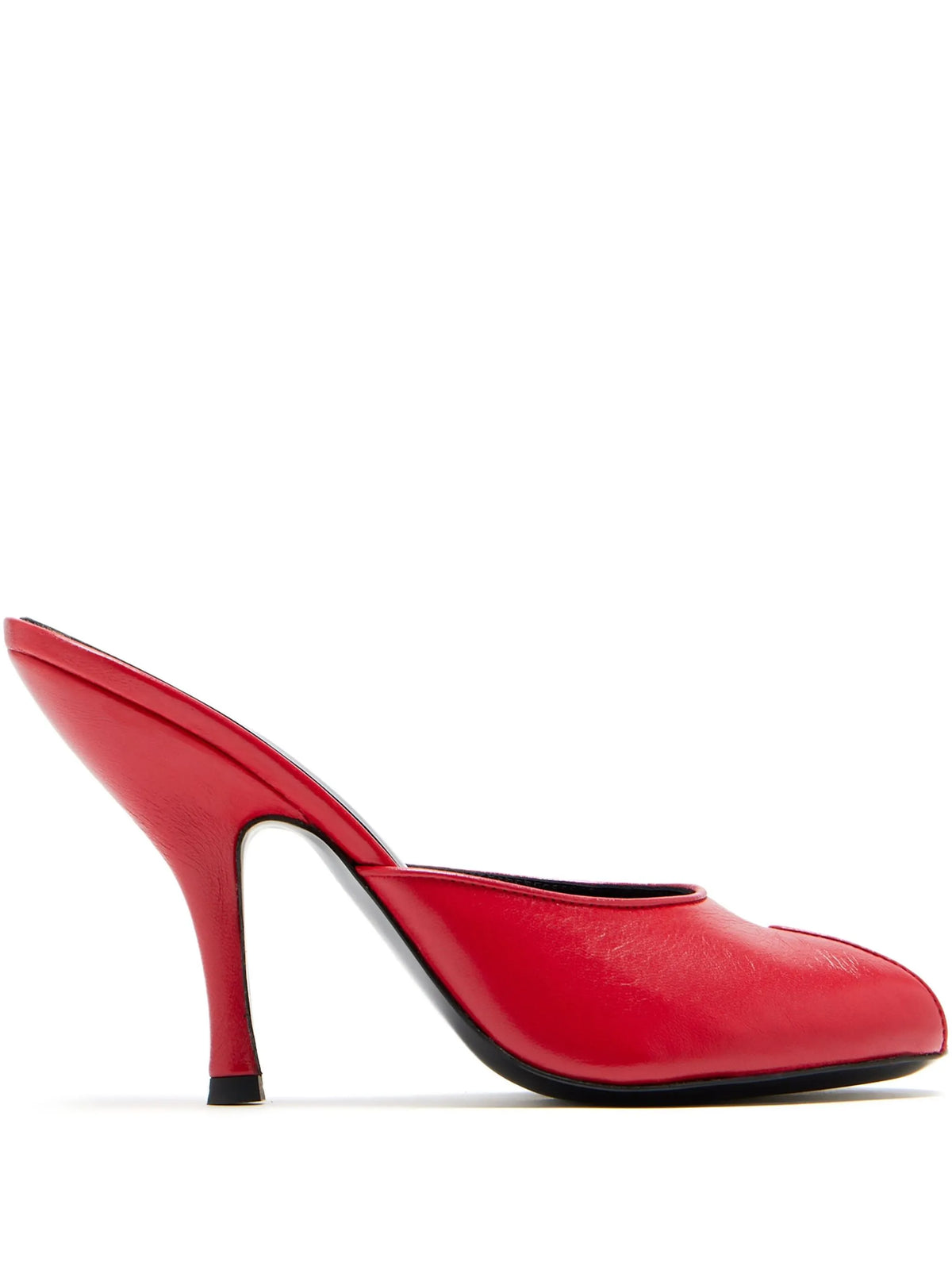 Date mules in red python leather