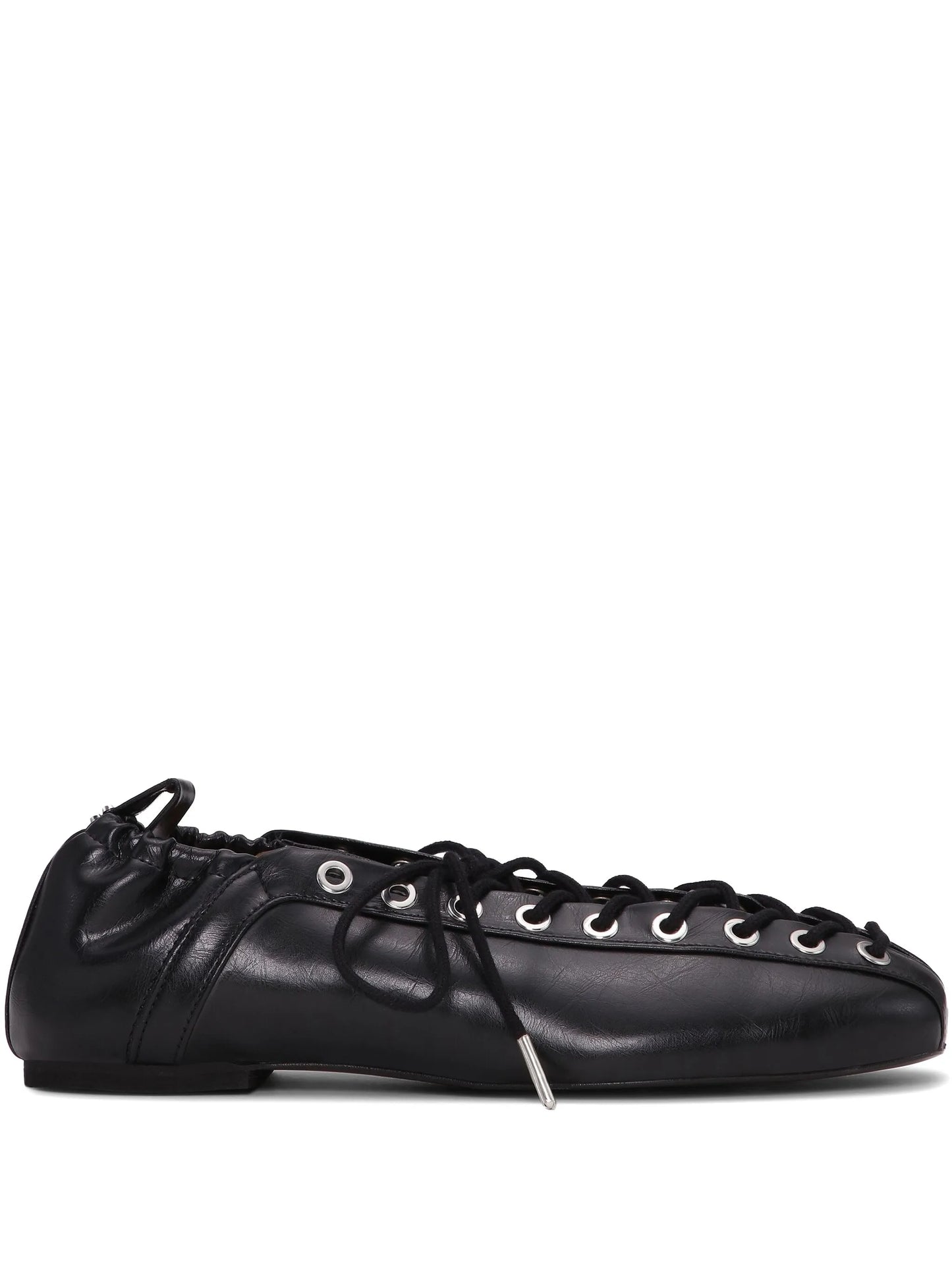 eyelet-embellished lace-up ballet flats