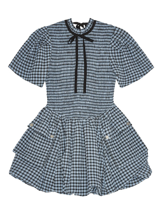 checked seersucker mini dress