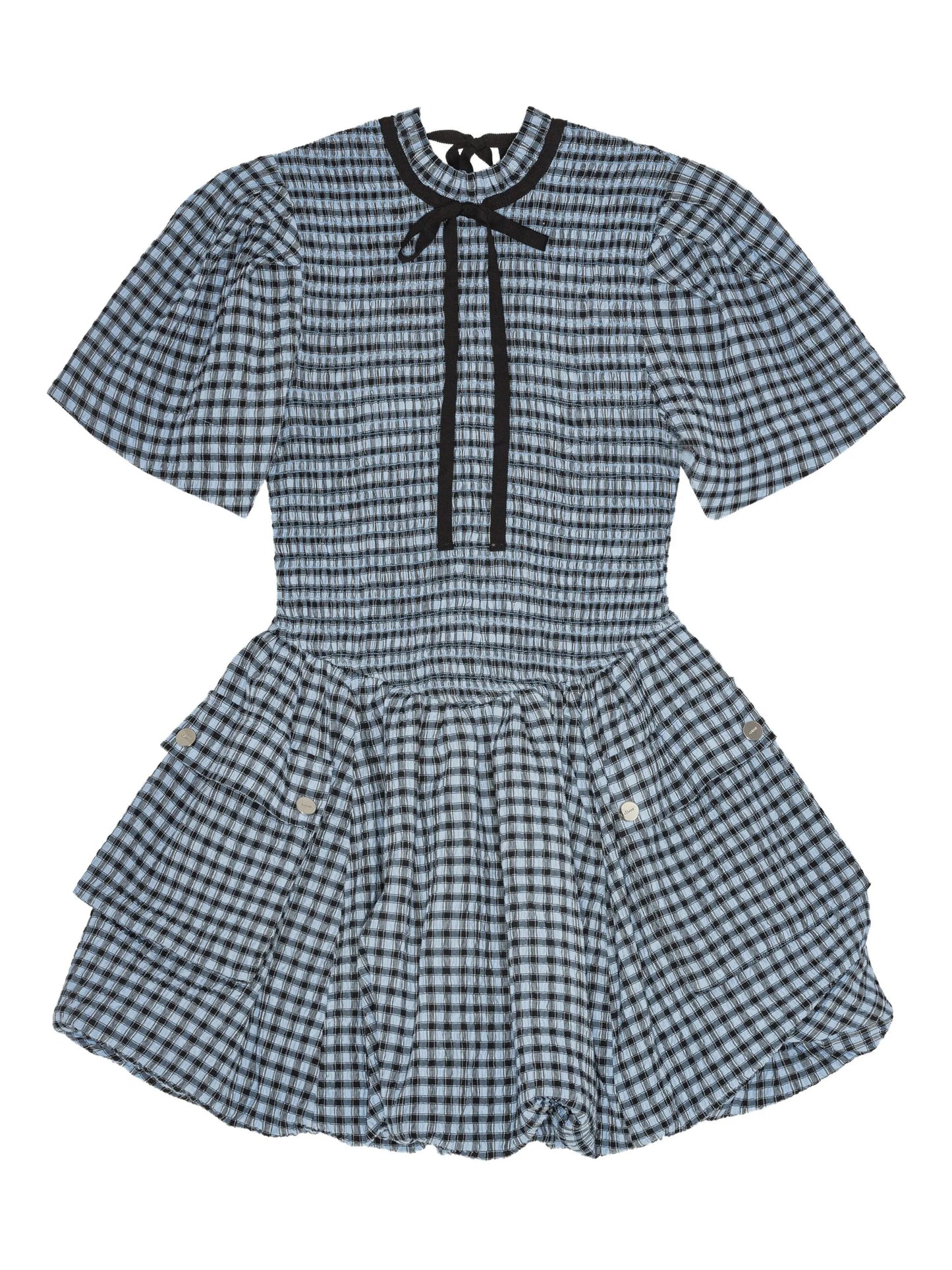 checked seersucker mini dress