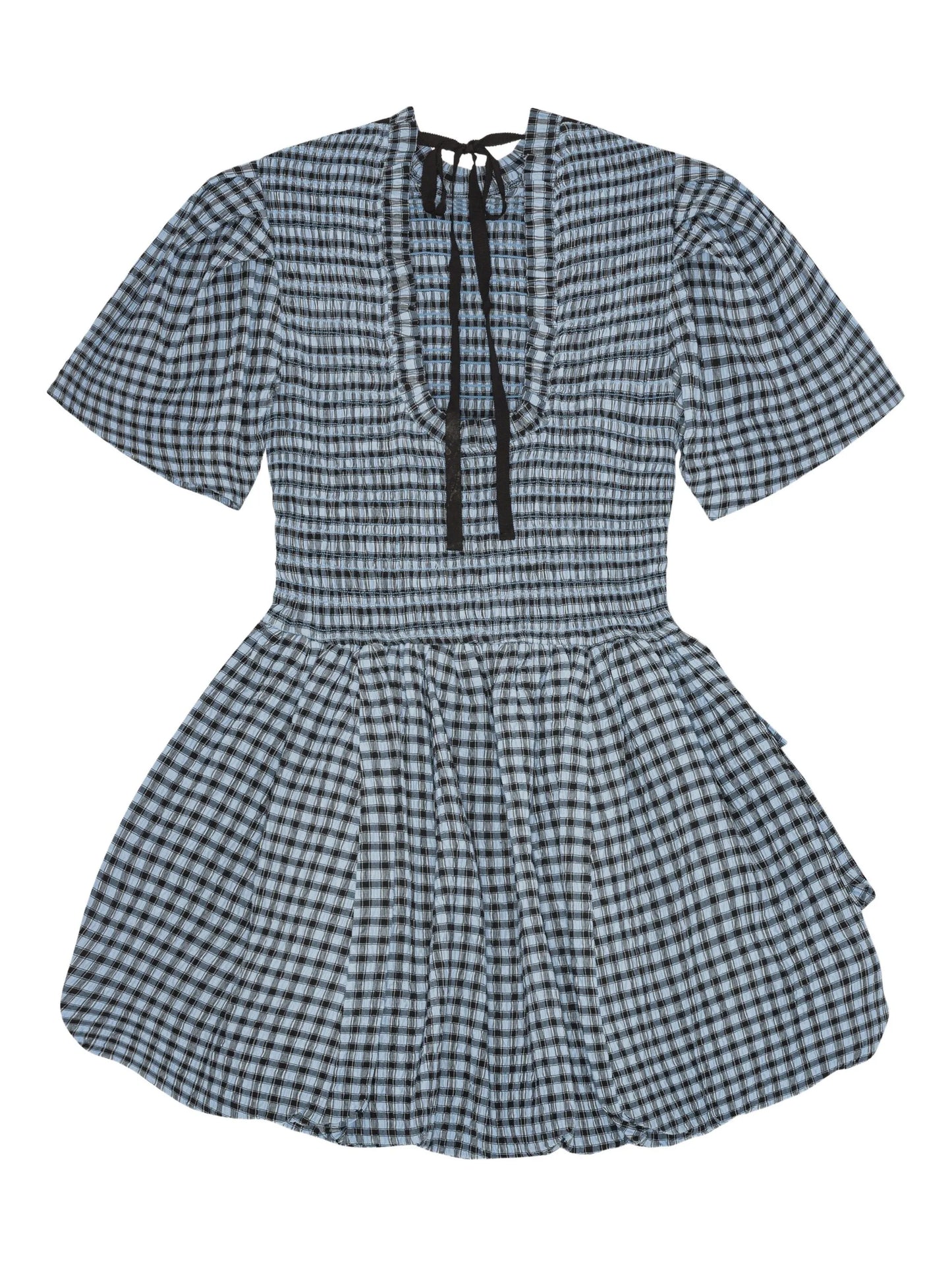 checked seersucker mini dress