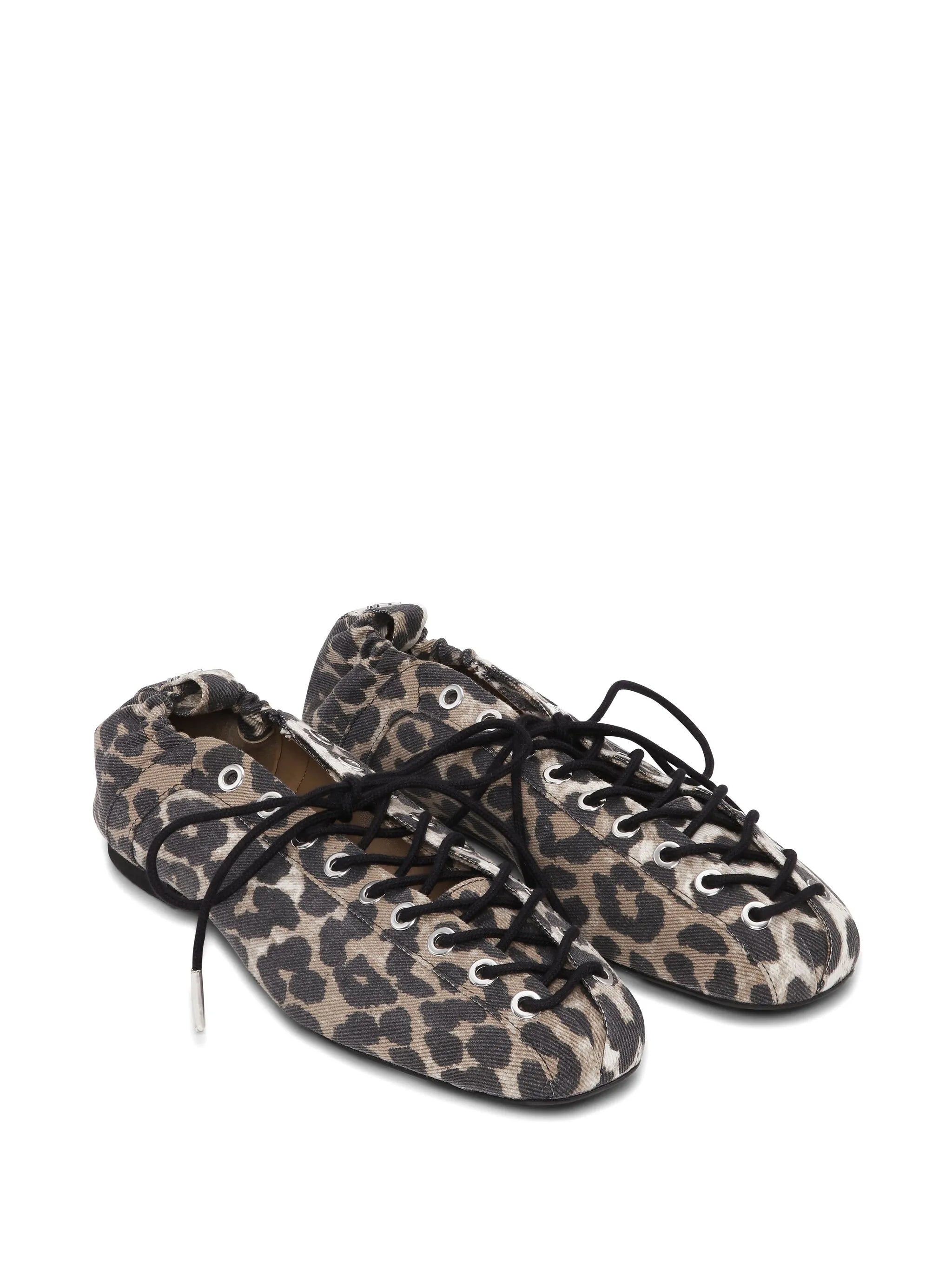 leopard-print lace-up ballet flats