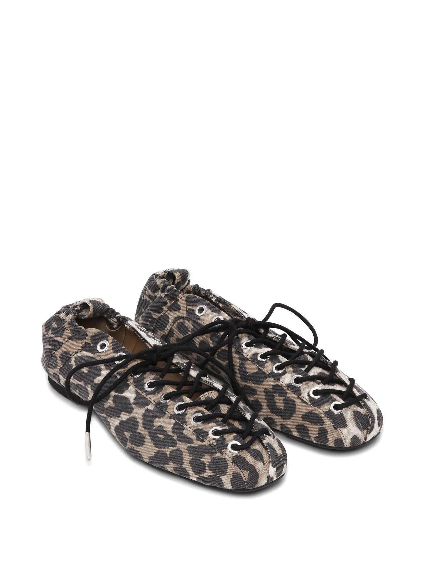 leopard-print lace-up ballet flats