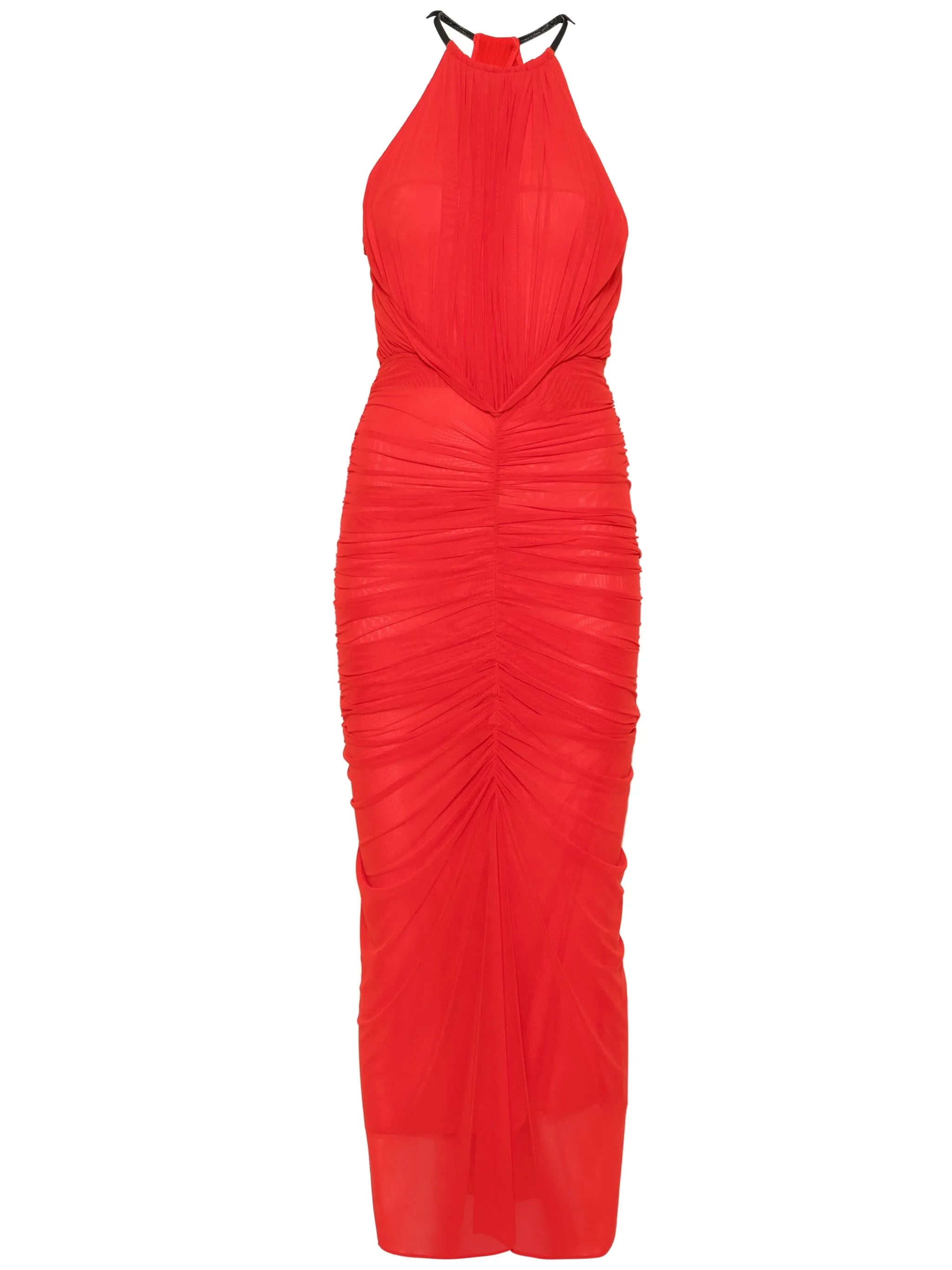ruched halterneck maxi dress