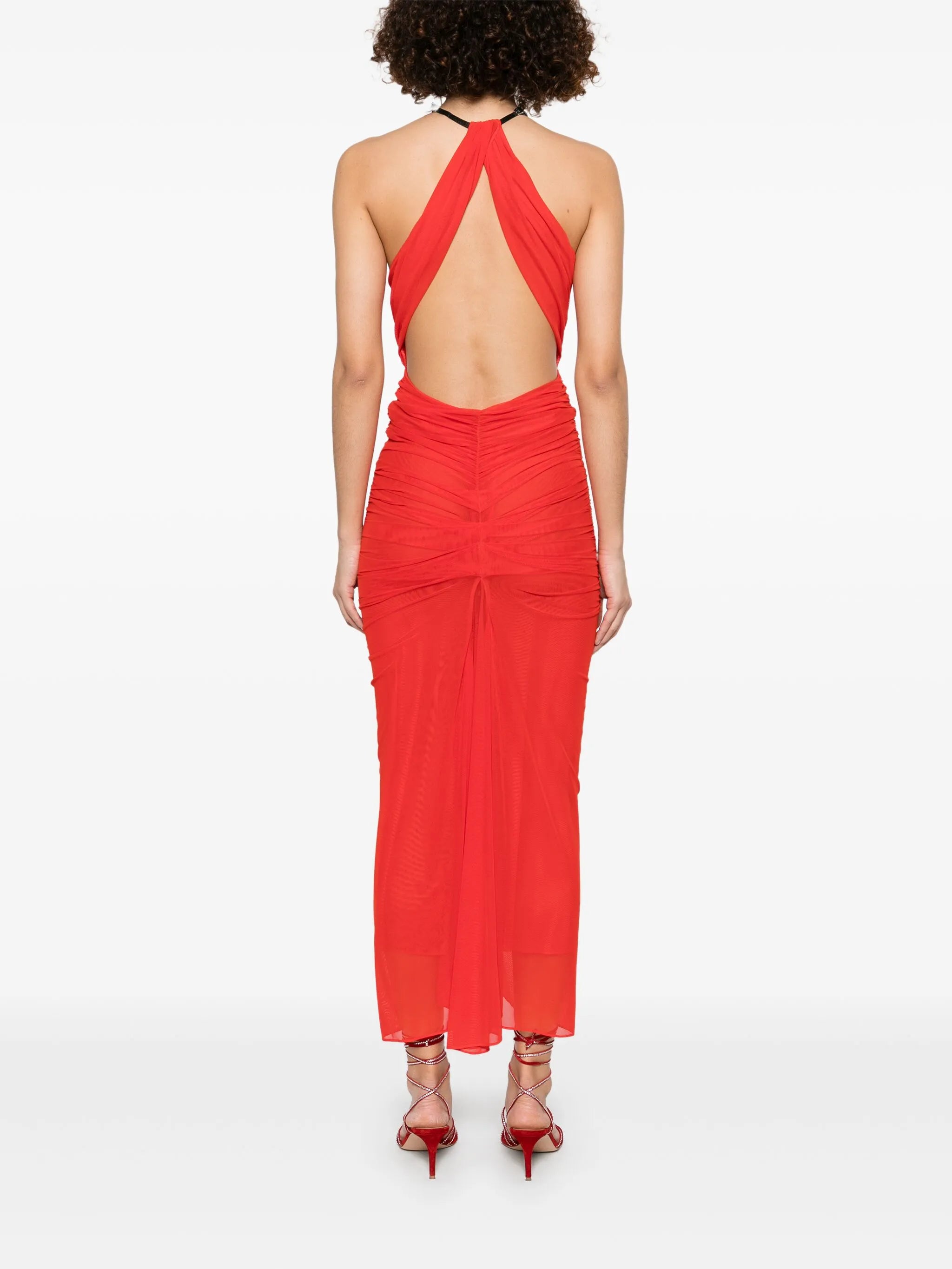 ruched halterneck maxi dress