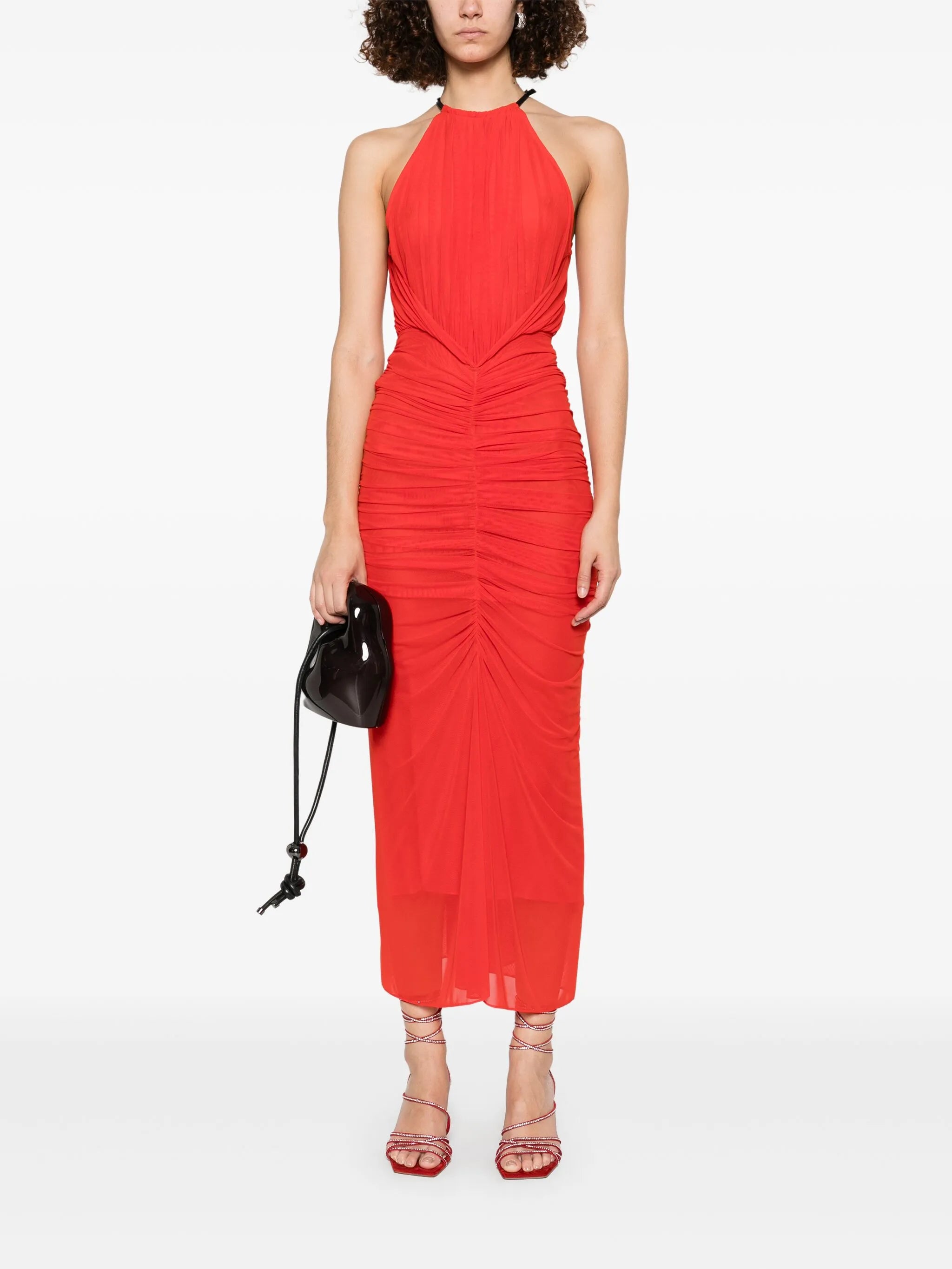 ruched halterneck maxi dress