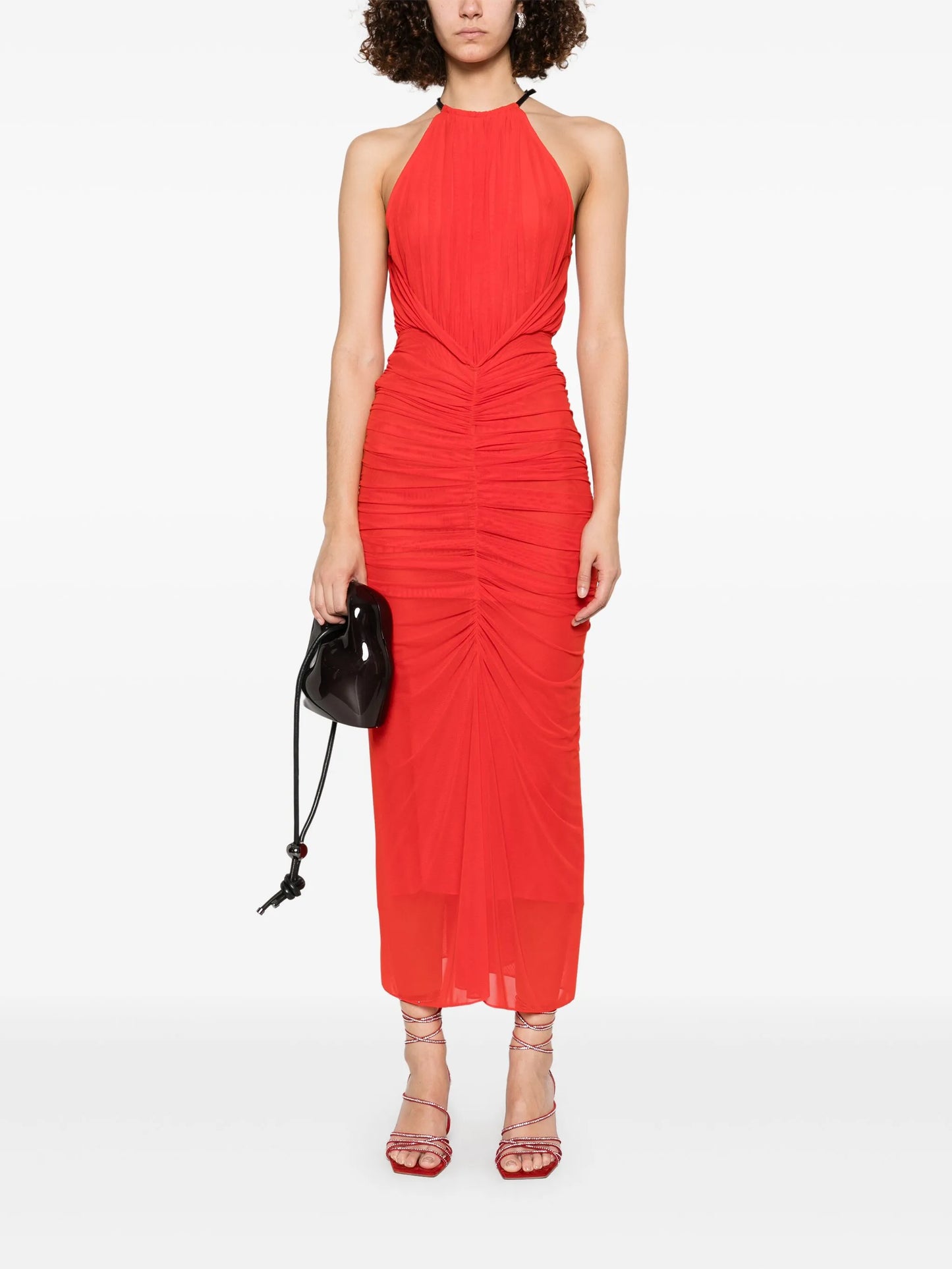 ruched halterneck maxi dress