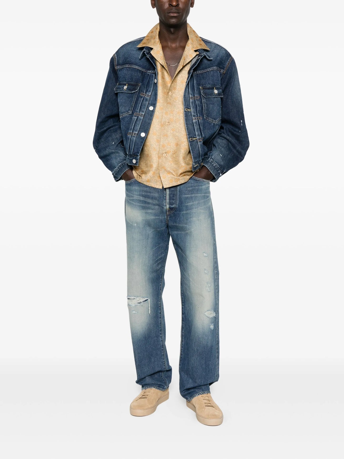 101X paint-splatter denim jacket