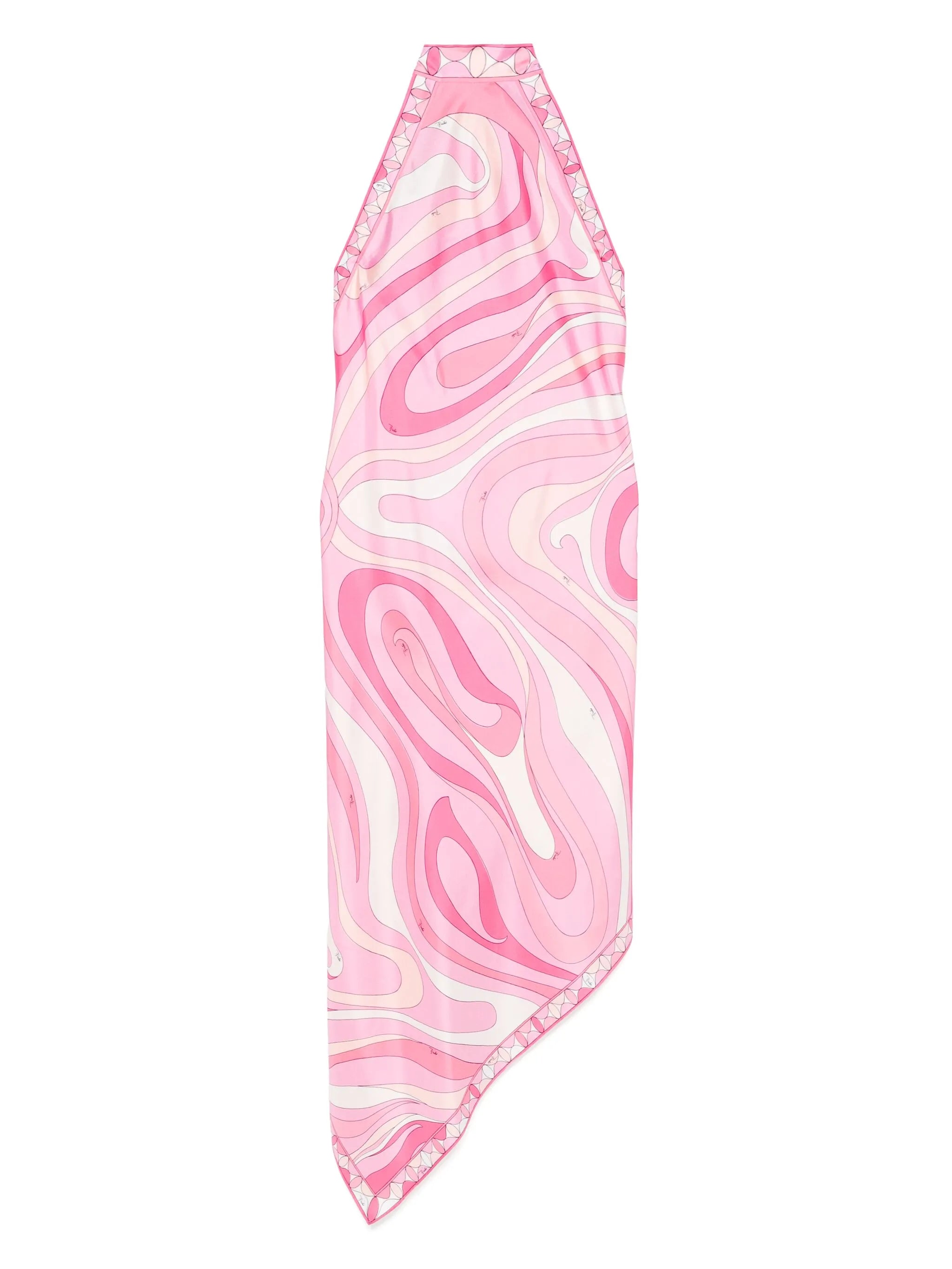 Marmo-print silk-twill asymmetrical dress