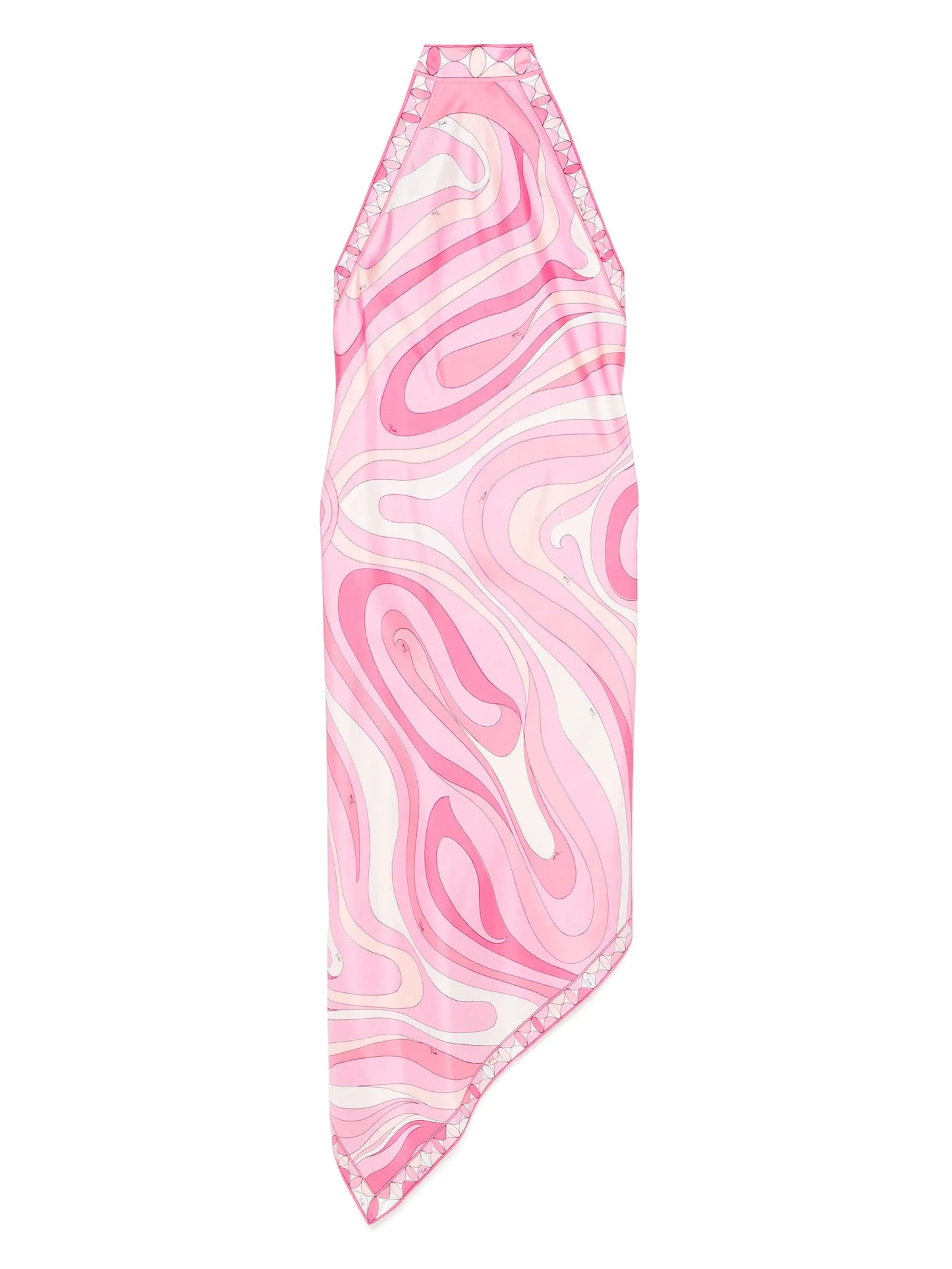 Marmo-print silk-twill asymmetrical dress