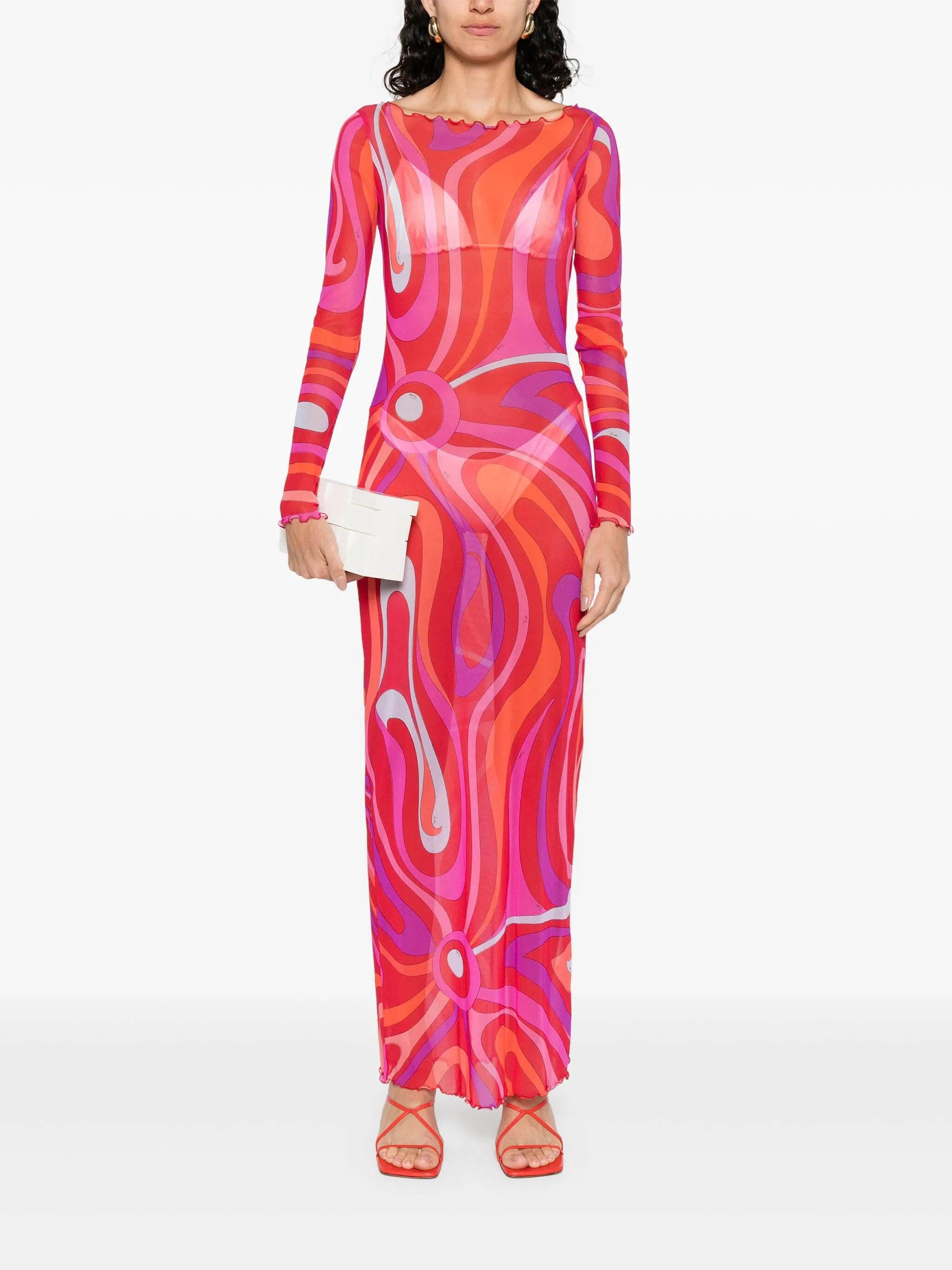 Iride-print maxi dress