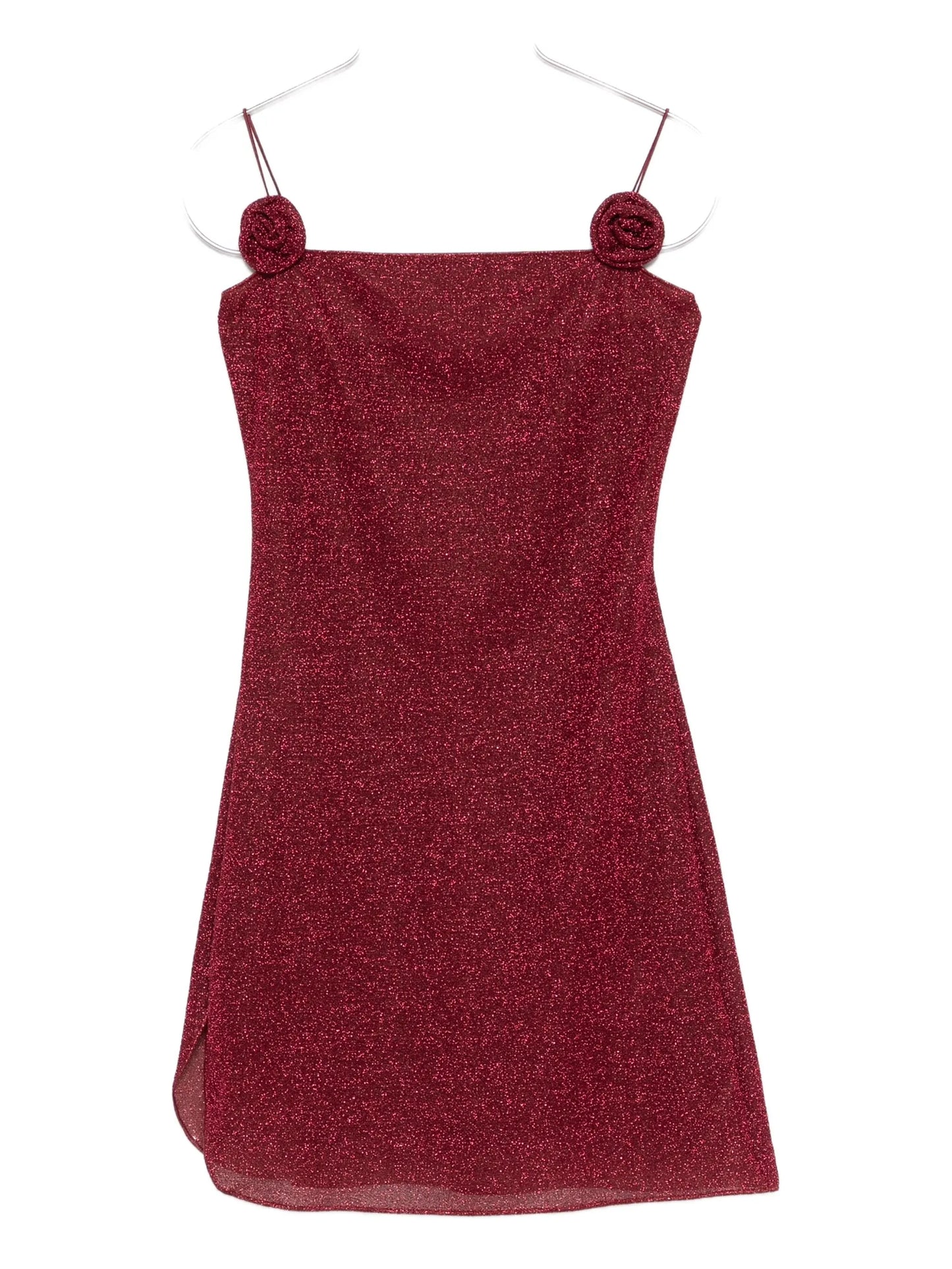 rose-appliqué mini dress