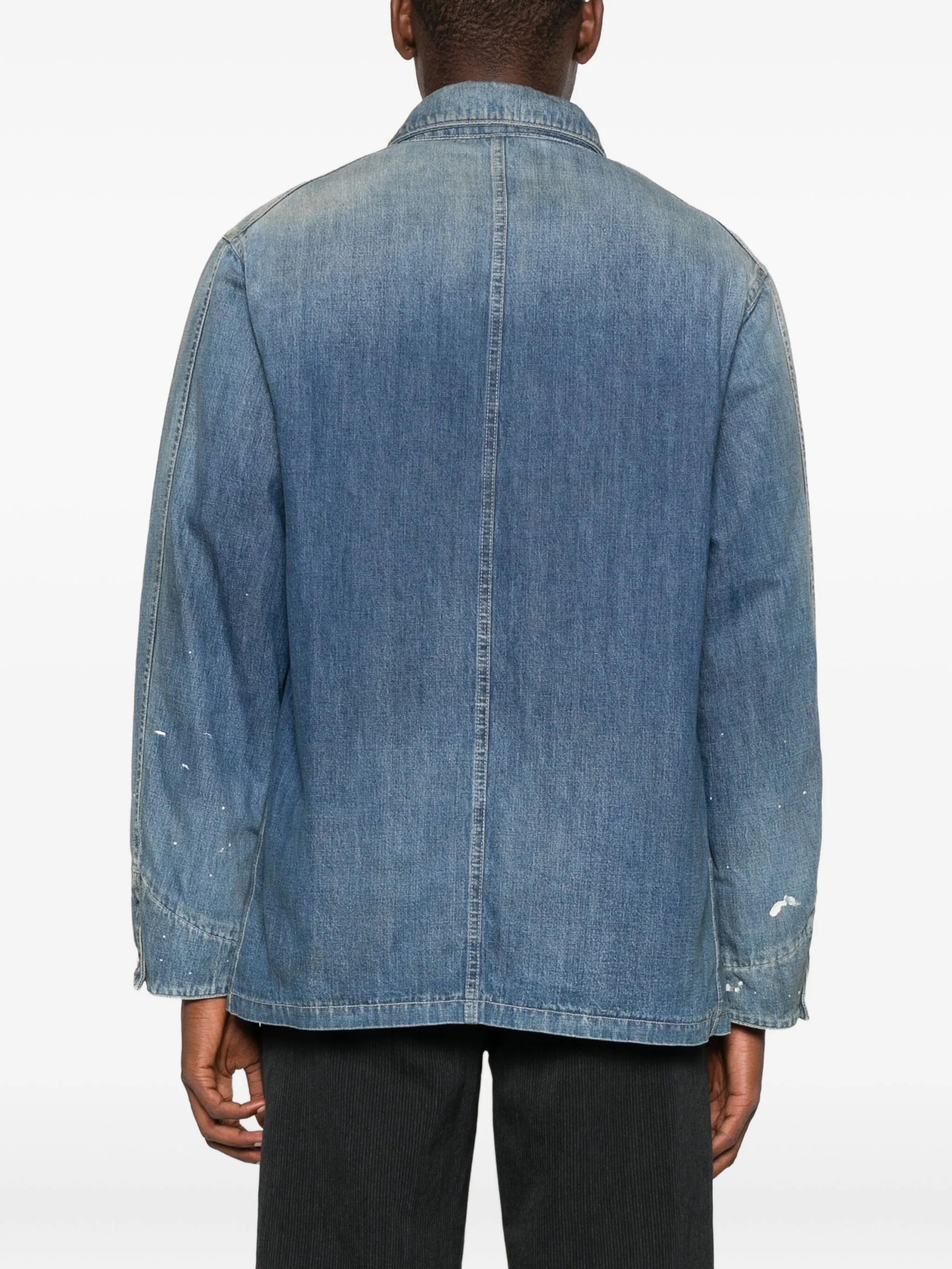 patch-pocket denim overcoat
