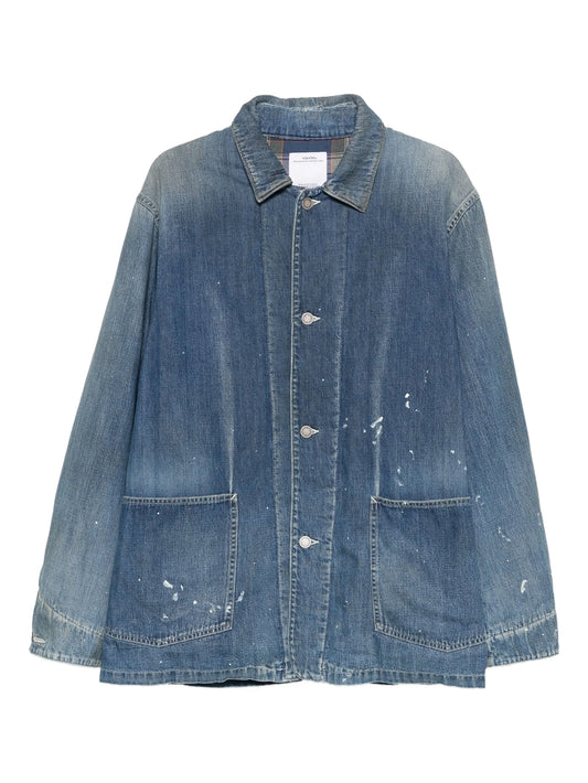 patch-pocket denim overcoat