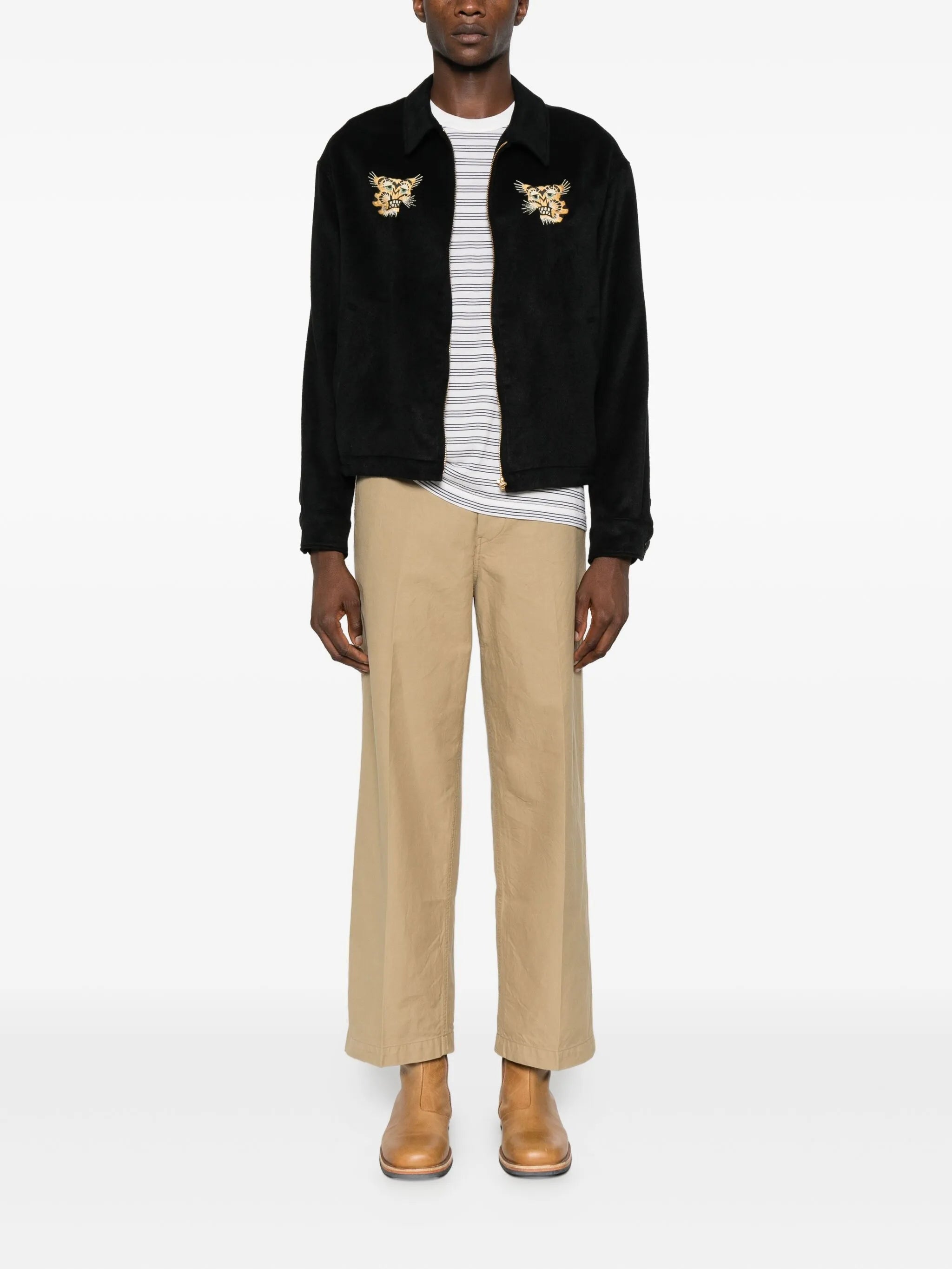 button-fastening chino trousers